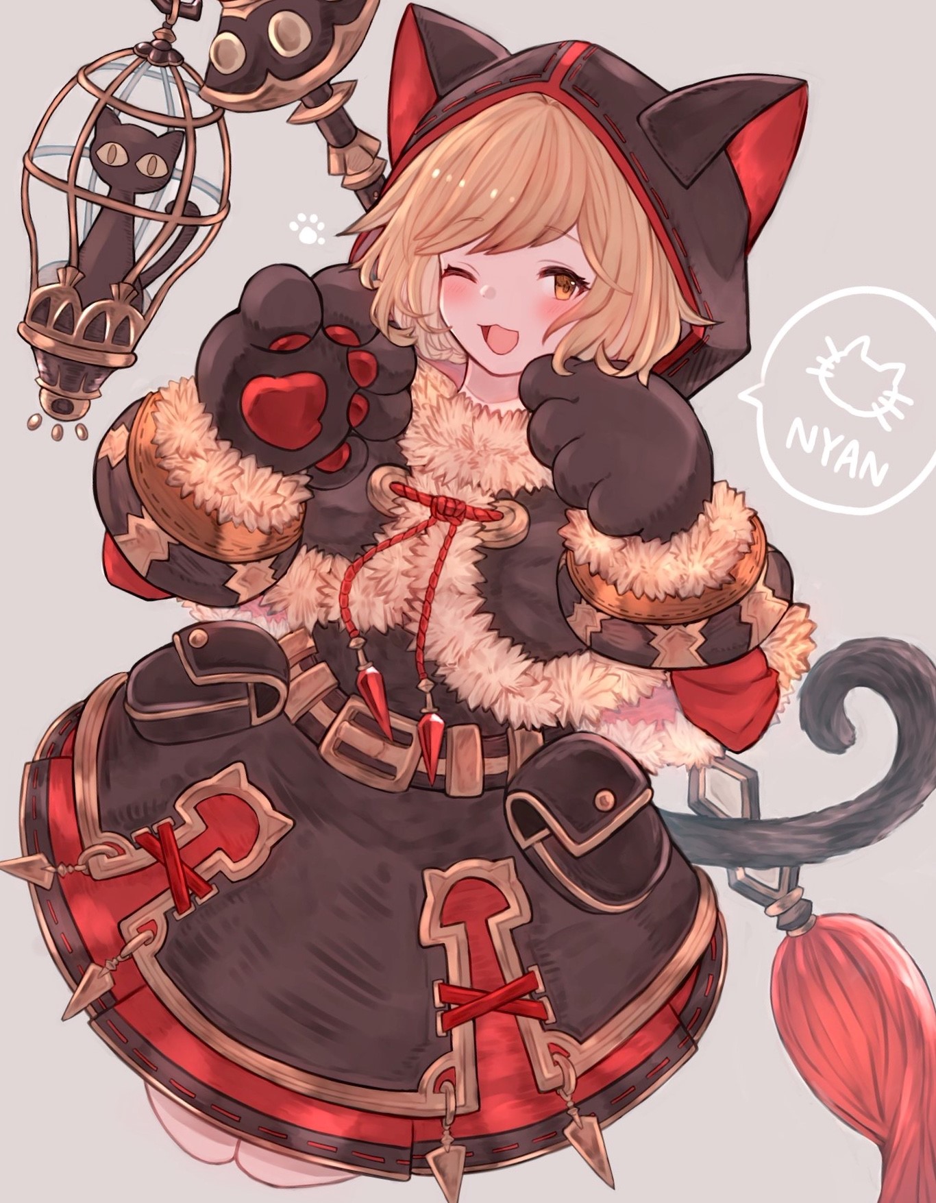 Djeeta from Granblue Fantasy in cat costume HD Phone Wallpaper
