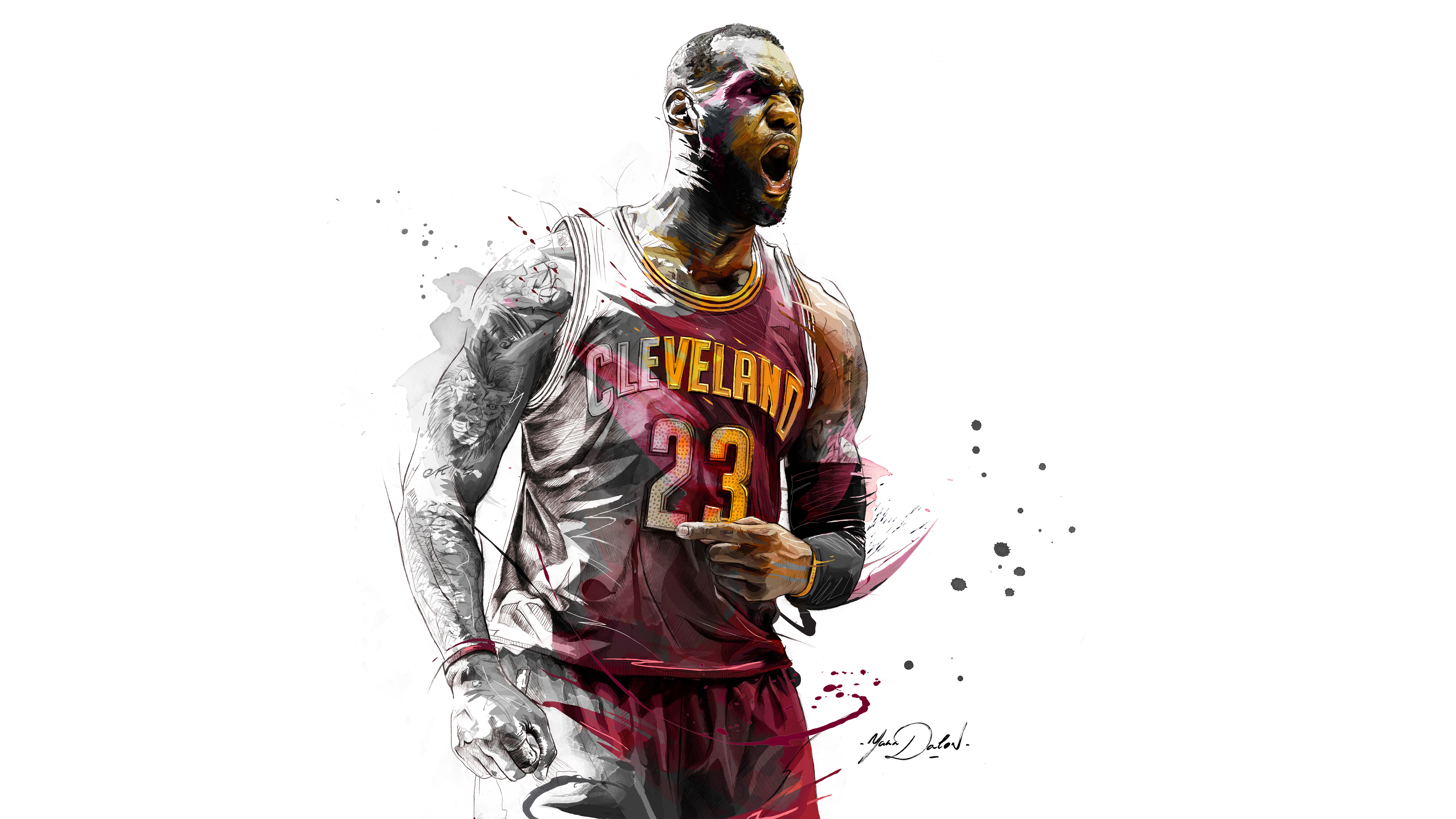 LeBron James 23 Cleveland Basketball Player Artwork HD Wallpaper