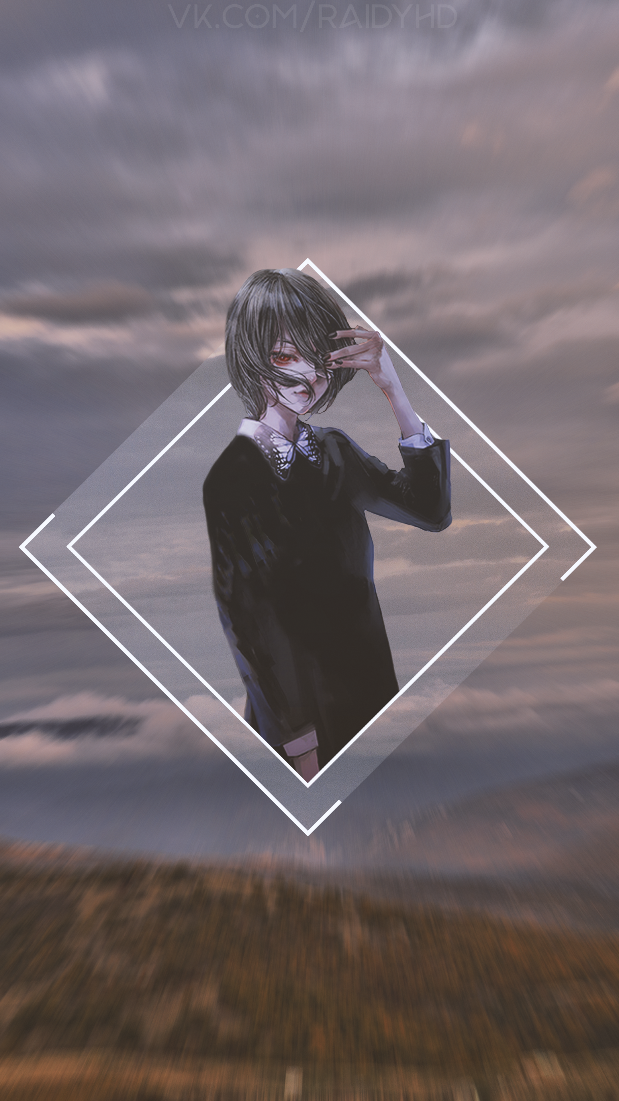 Misaki Mei in front of a cloudy sky HD Phone Wallpaper