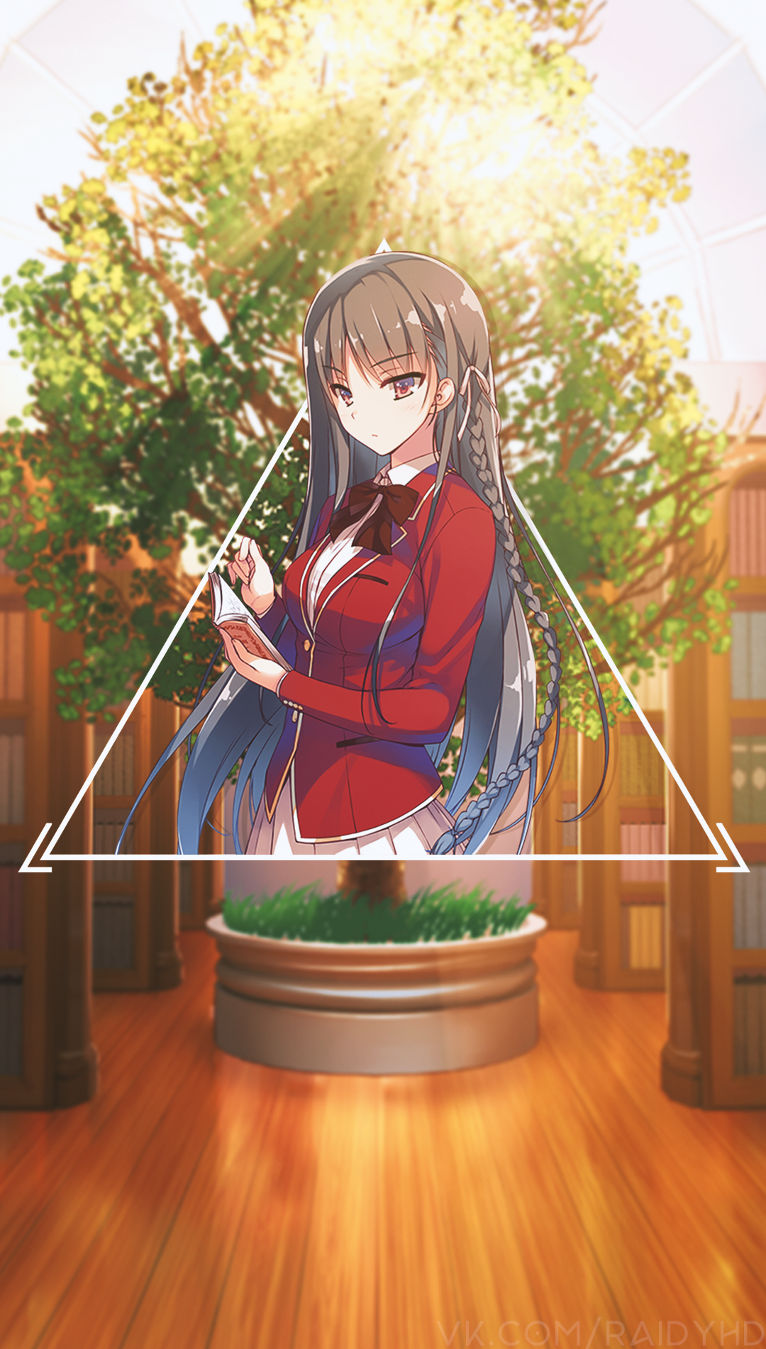 Kikyo from InuYasha in a library HD Phone Wallpaper