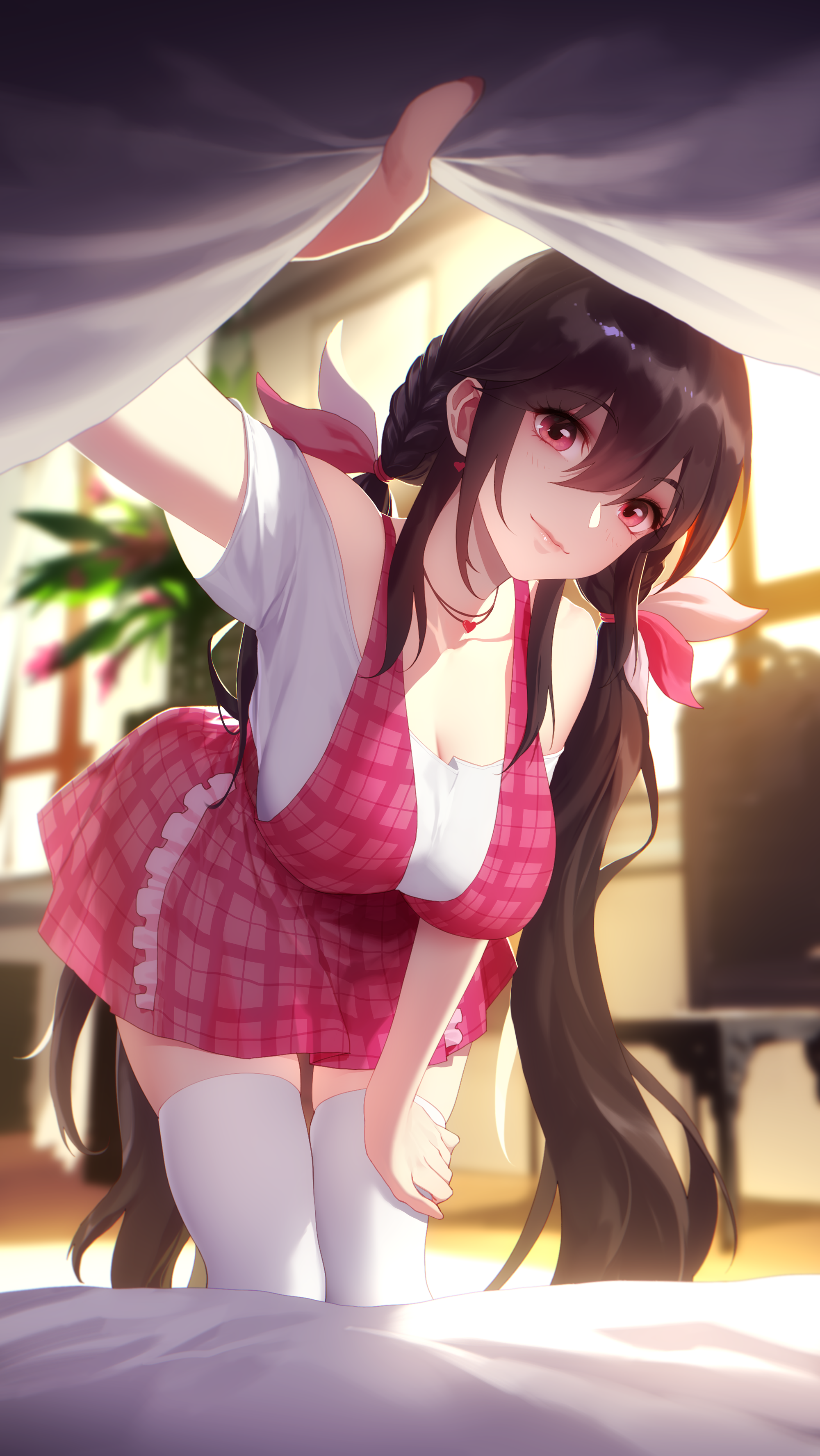 Anime Girl with Twintails and Pink Dress HD Phone Wallpaper