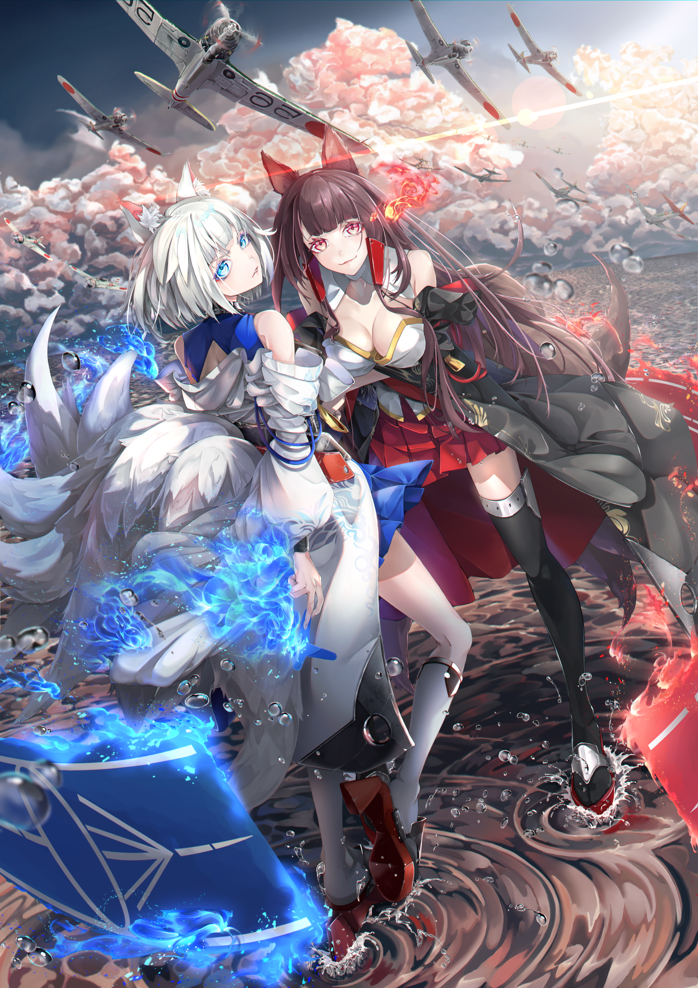 Akagi and Kaga from Azur Lane HD Phone Wallpaper