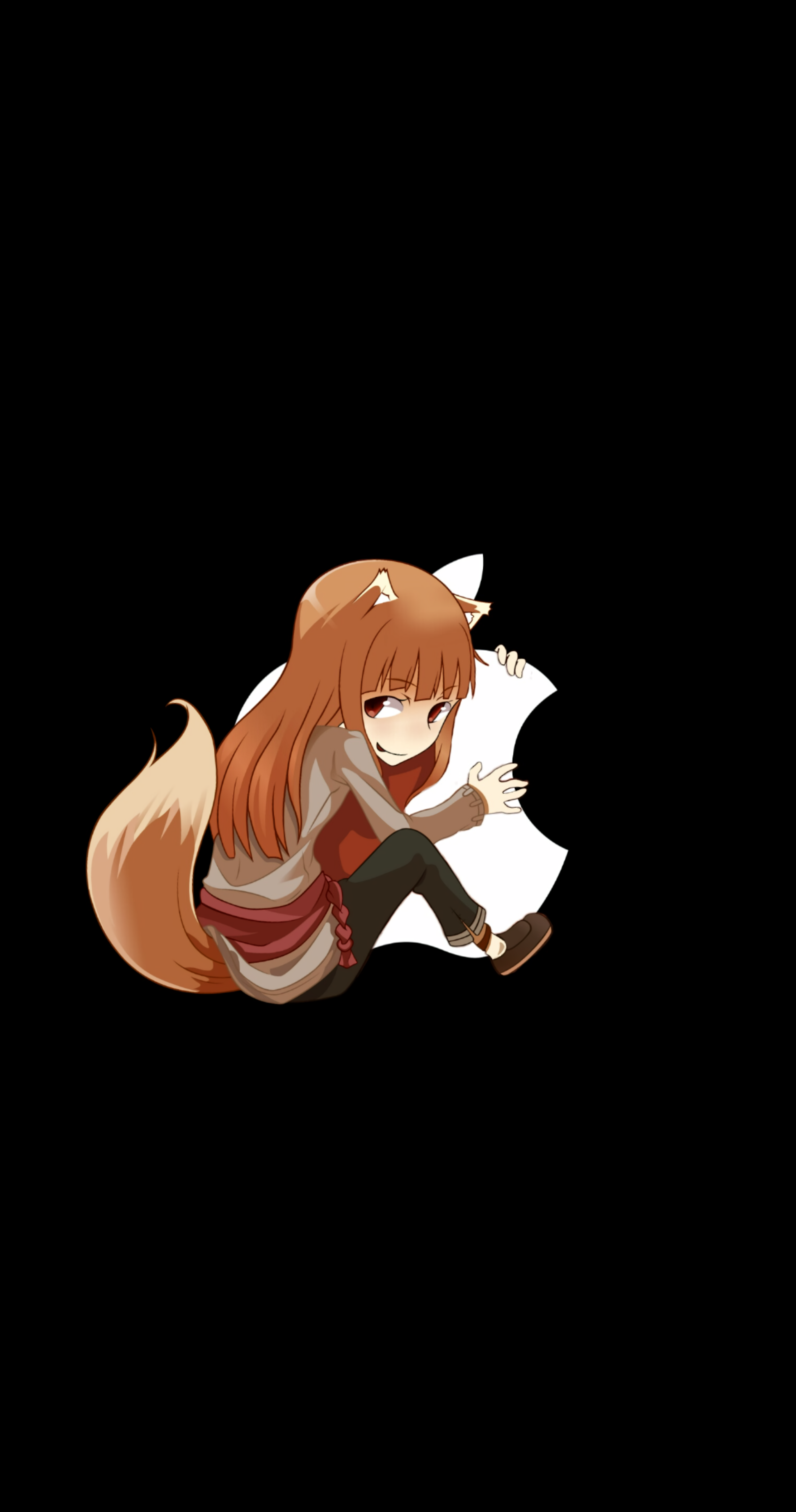 Holo from Spice and Wolf with Apple logo HD Phone Wallpaper
