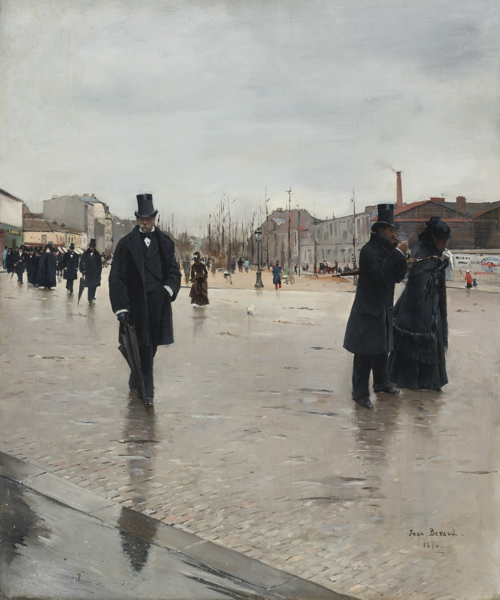 Parisian Street Scene by Jean Beraud HD Phone Wallpaper