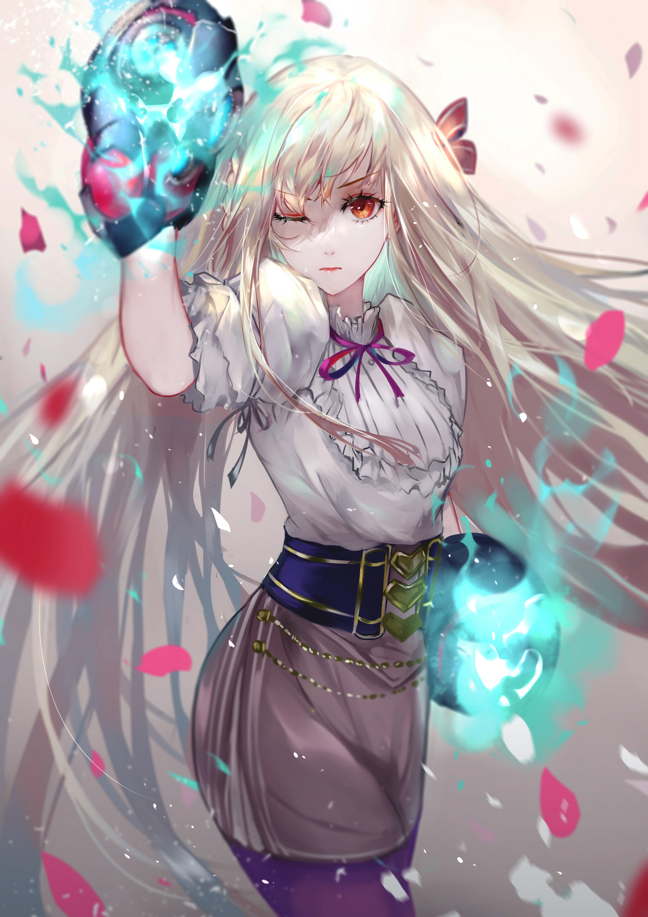 Vardan with blonde hair and glowing fists HD Phone Wallpaper