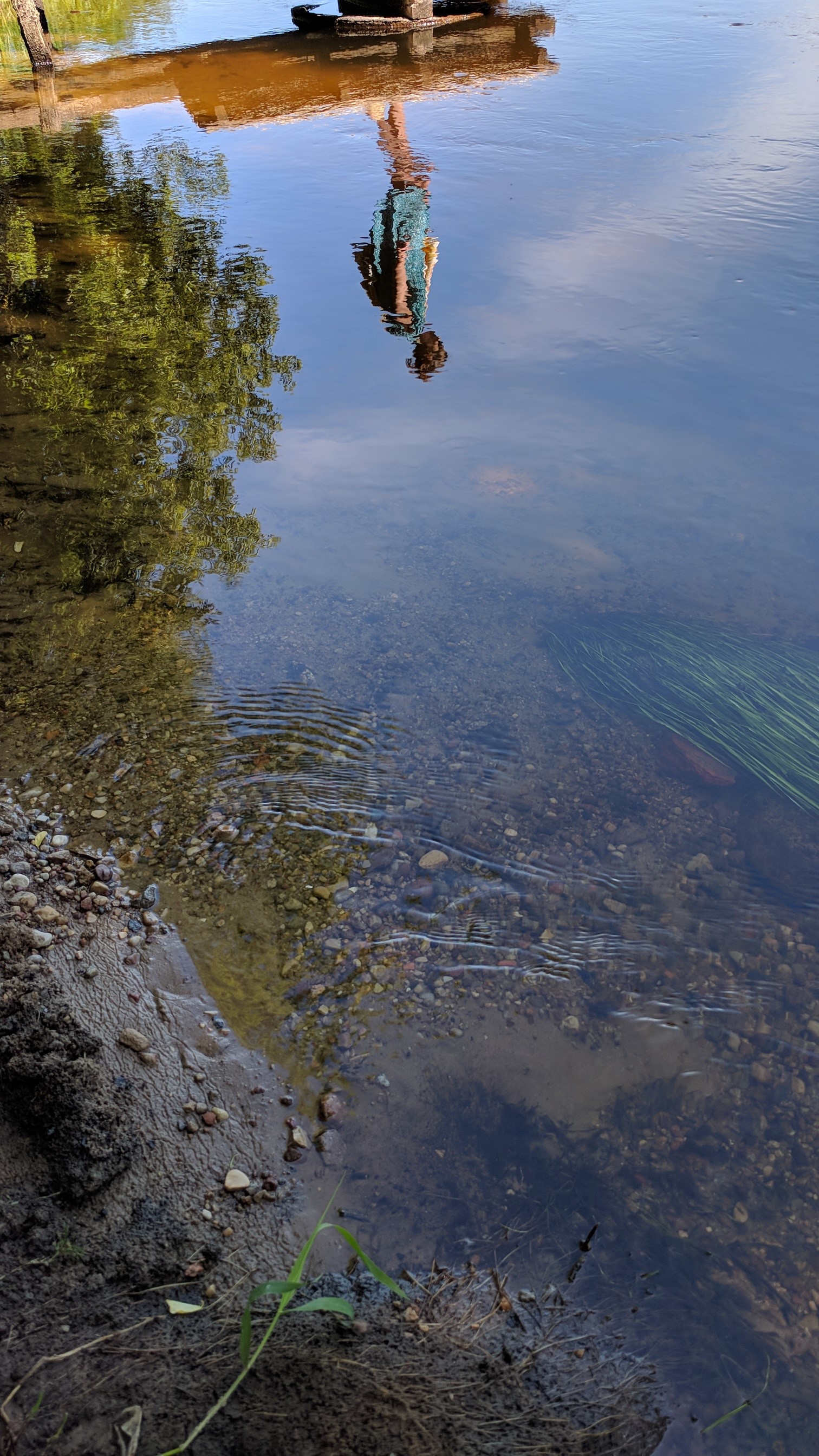 Reflection of a person in a river HD Phone Wallpaper