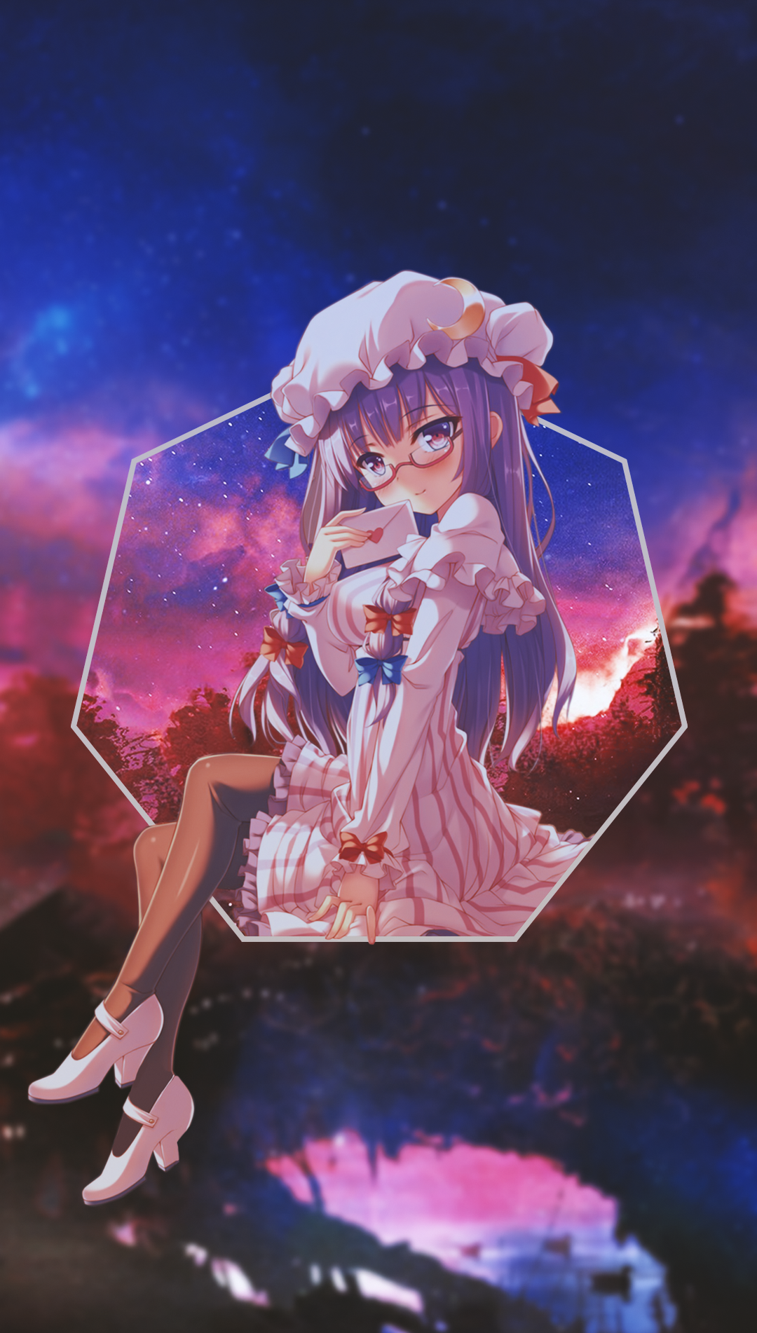 Patchouli Knowledge from Touhou Project holding a letter HD Phone Wallpaper
