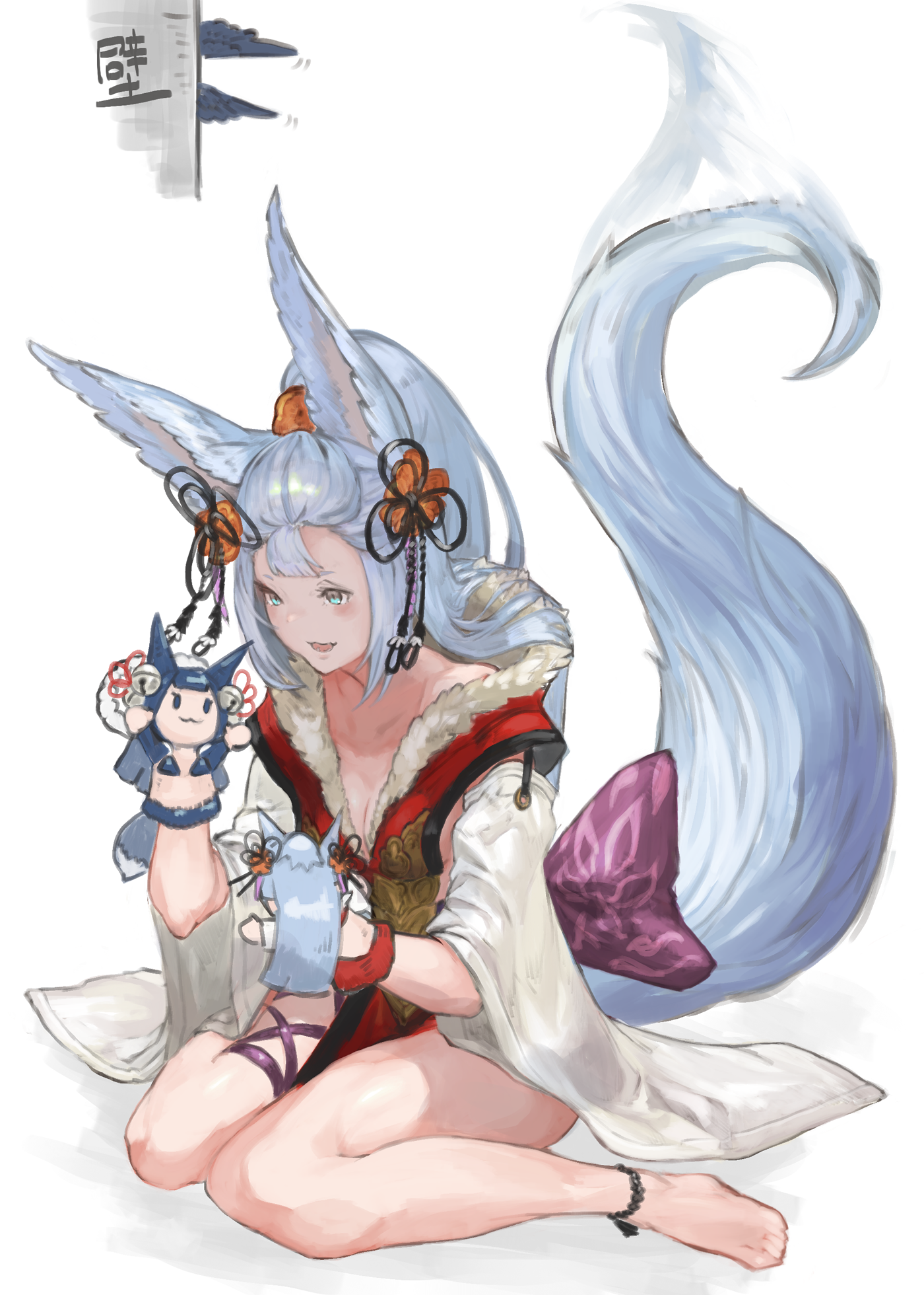 Kira from Granblue Fantasy holding a puppet HD Phone Wallpaper