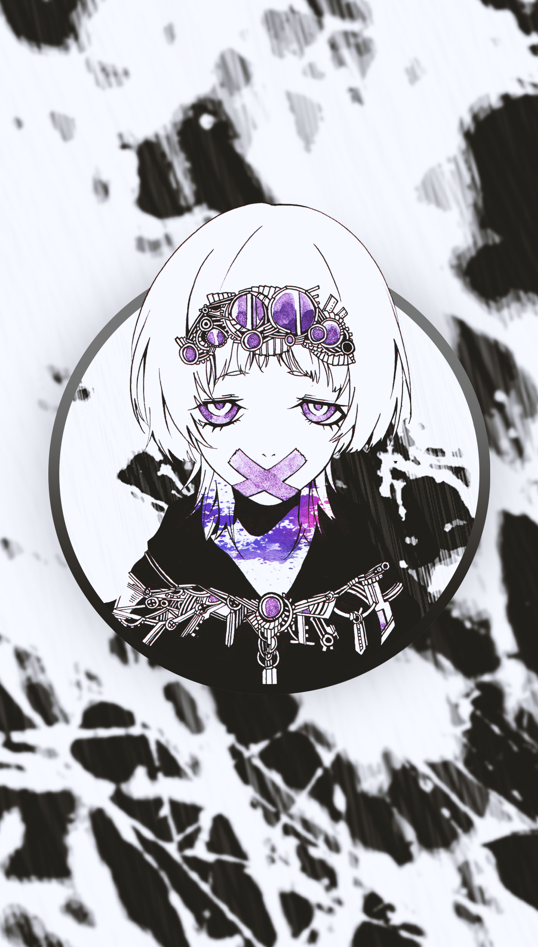Anime girl with purple eyes and headpiece HD Phone Wallpaper