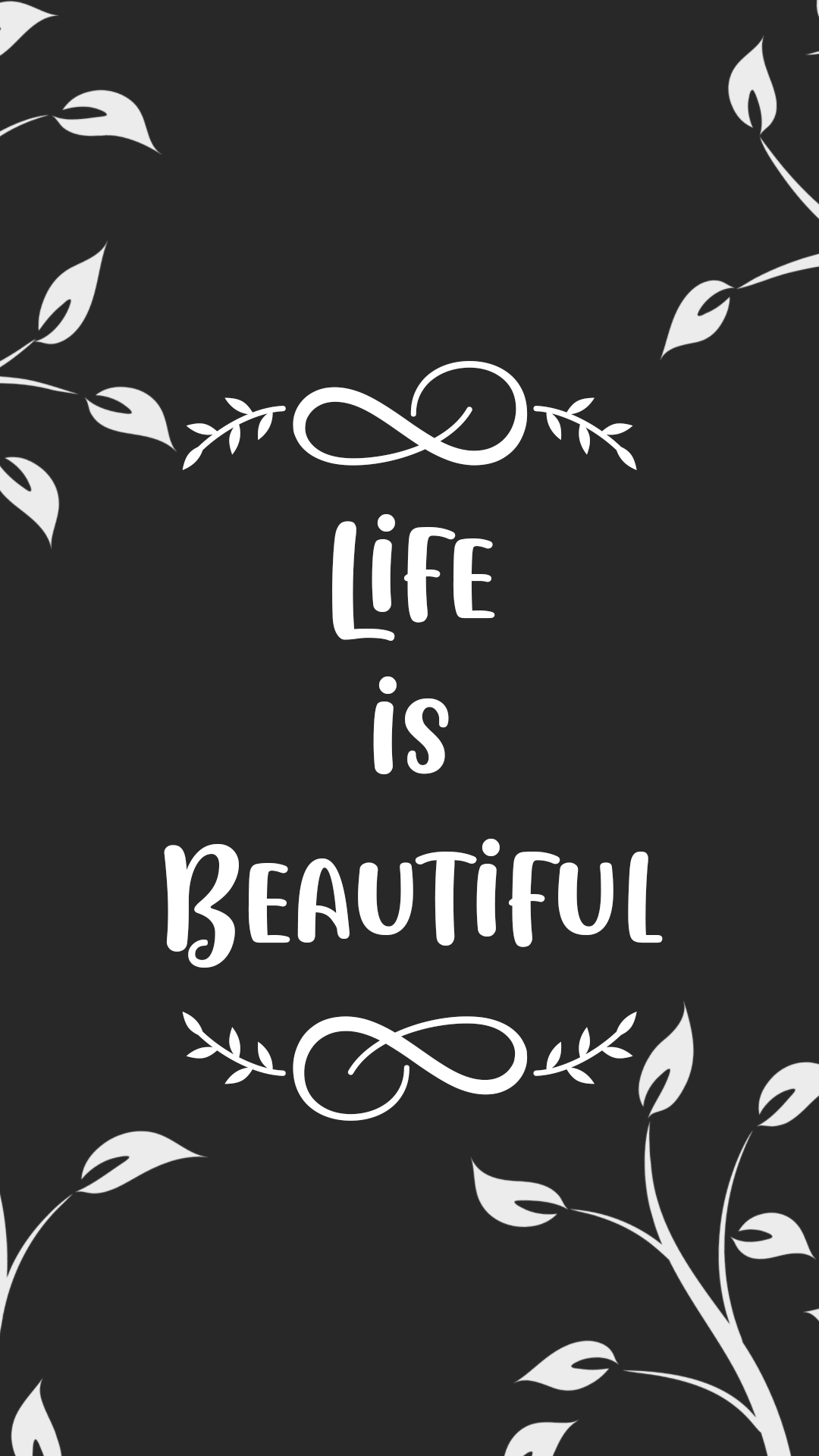 Life is Beautiful quote with floral elements HD Phone Wallpaper