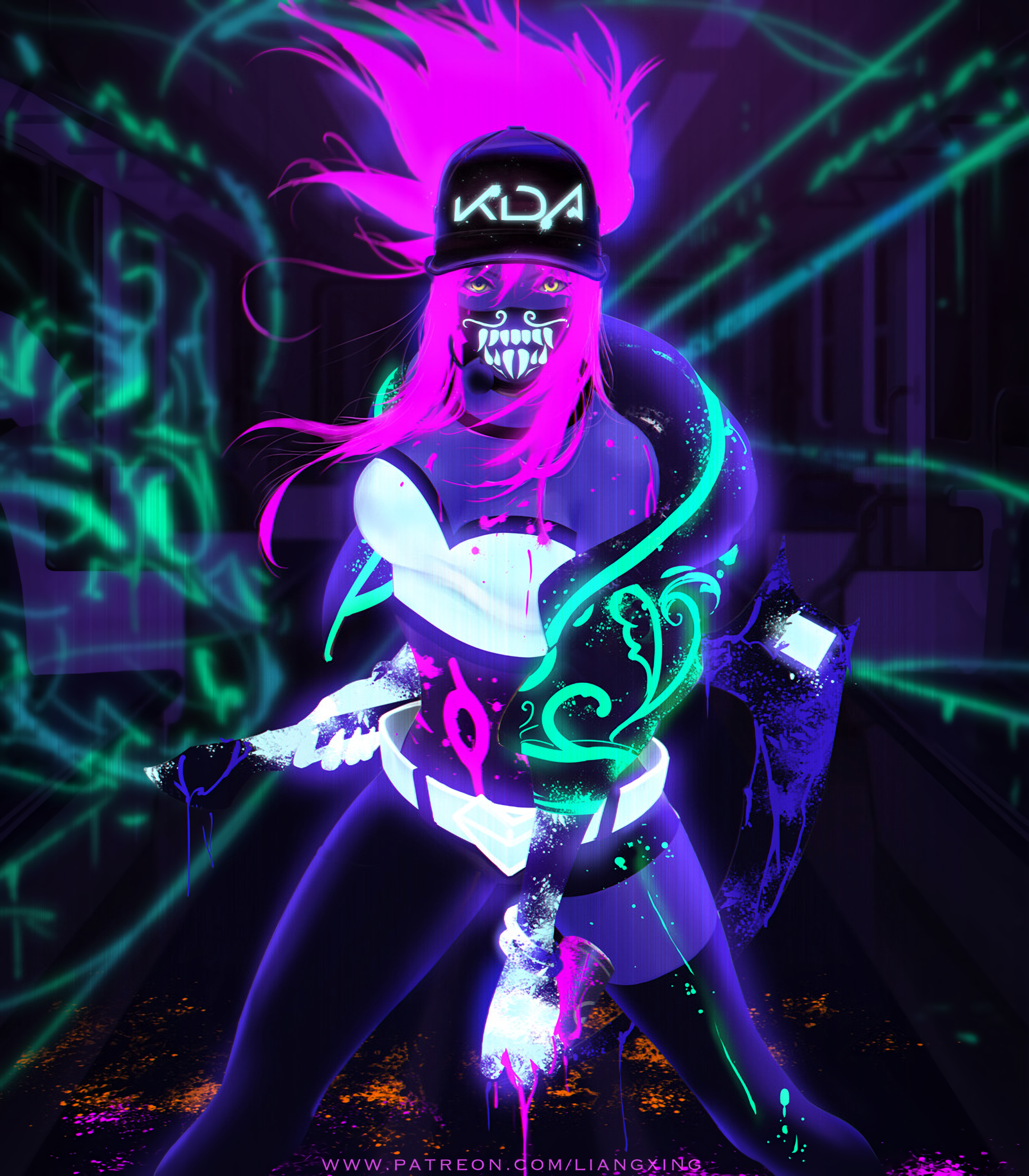 Akali from League of Legends K/DA by Liang Xing HD Phone Wallpaper