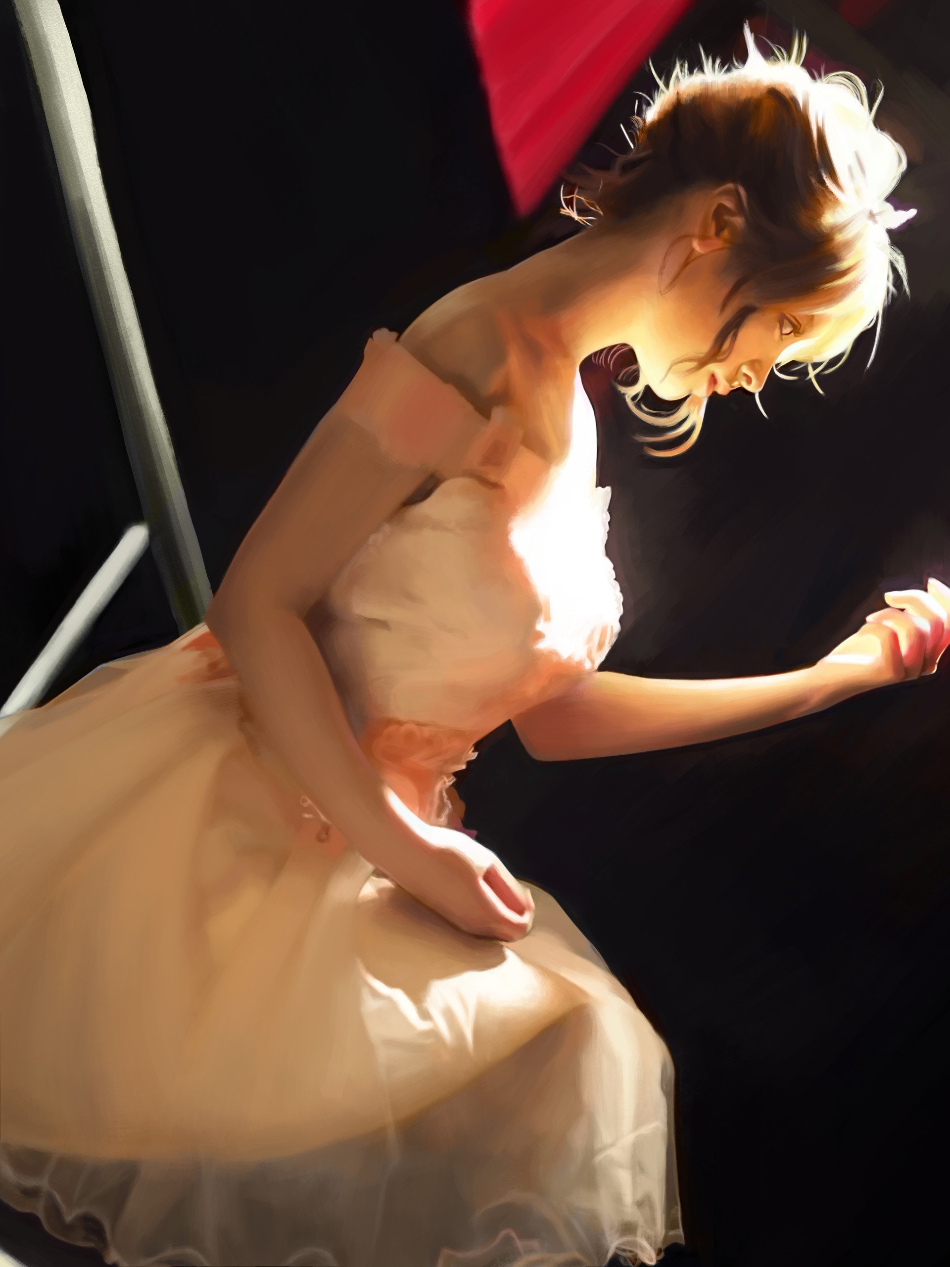 Artwork of a woman in a white dress HD Phone Wallpaper