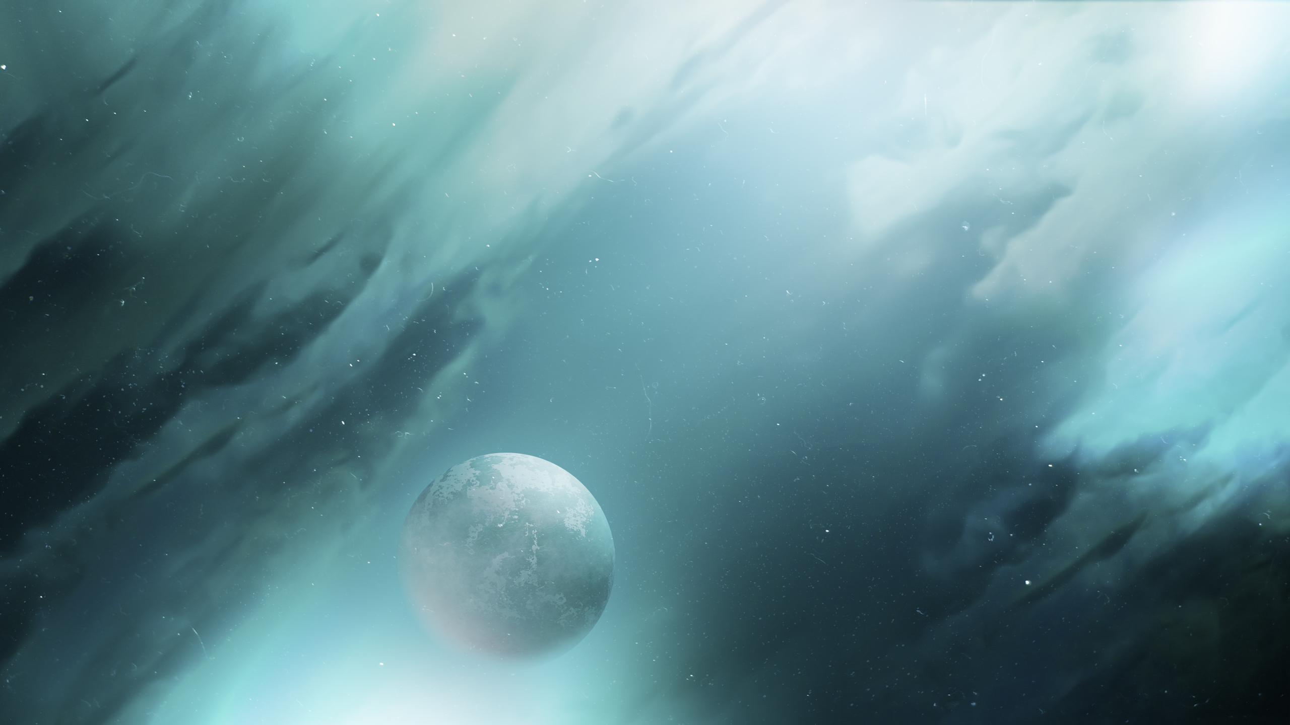 A planet in a nebula with stars HD Wallpaper