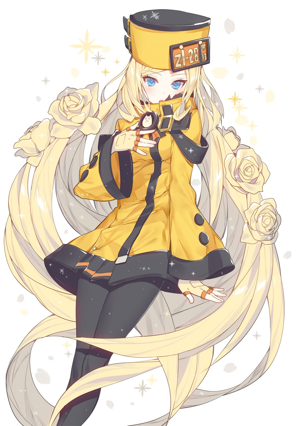 Anime girl with blonde hair and yellow outfit HD Phone Wallpaper