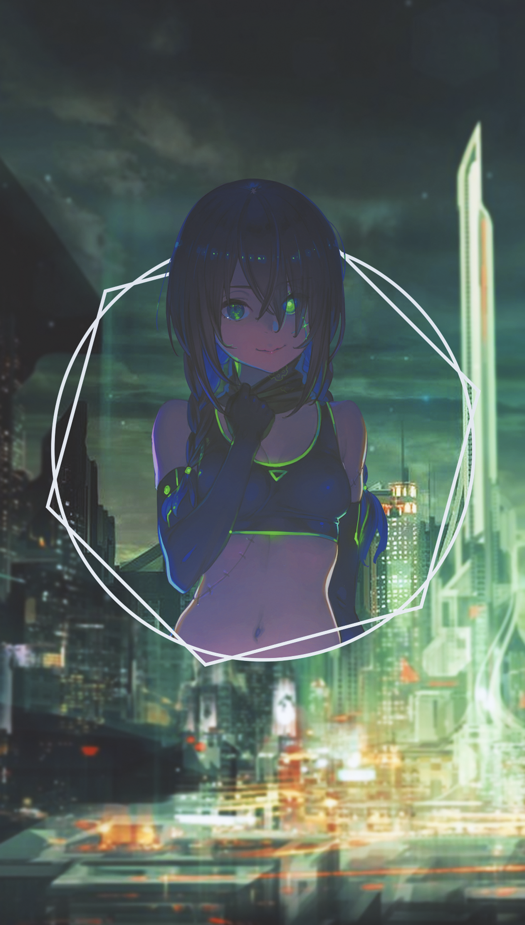 Anime girl in futuristic city HD Phone Wallpaper