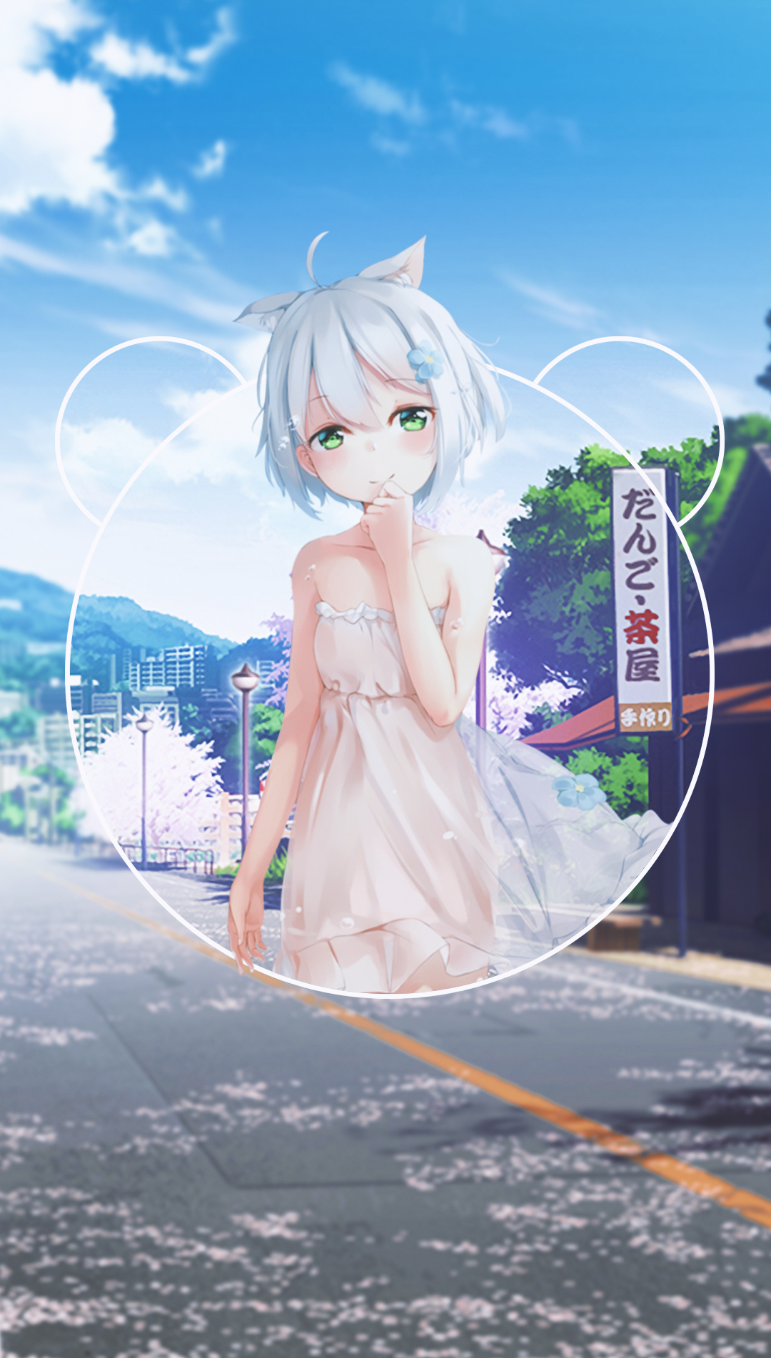 Anime girl with cat ears in a dress HD Phone Wallpaper