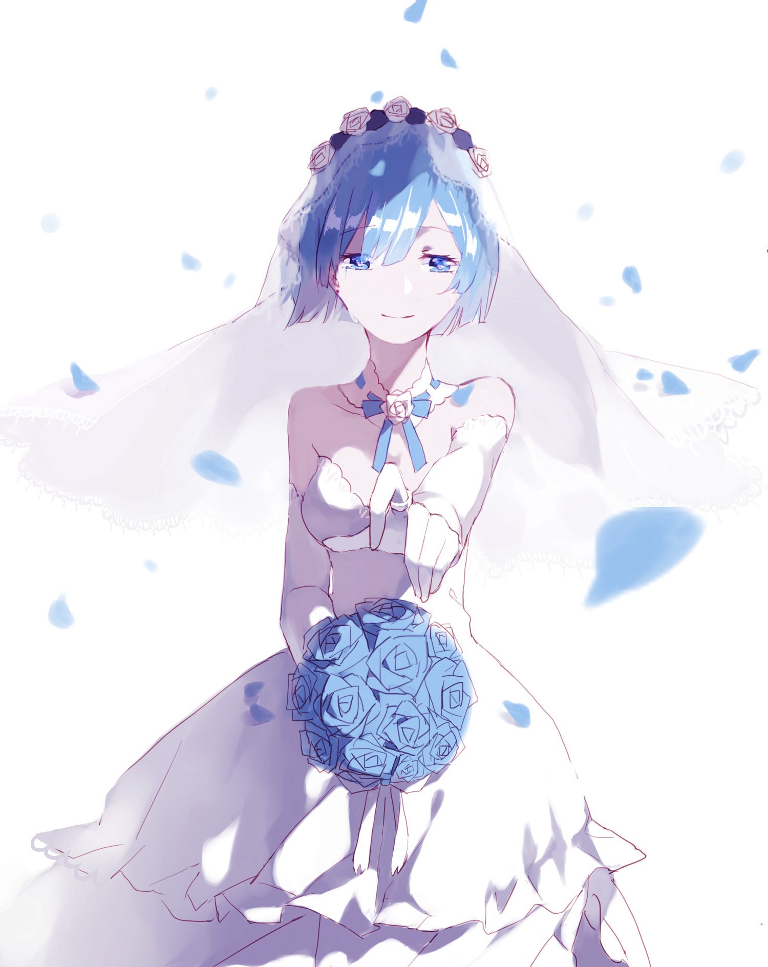 Rem from Re:Zero in a Wedding Dress HD Phone Wallpaper