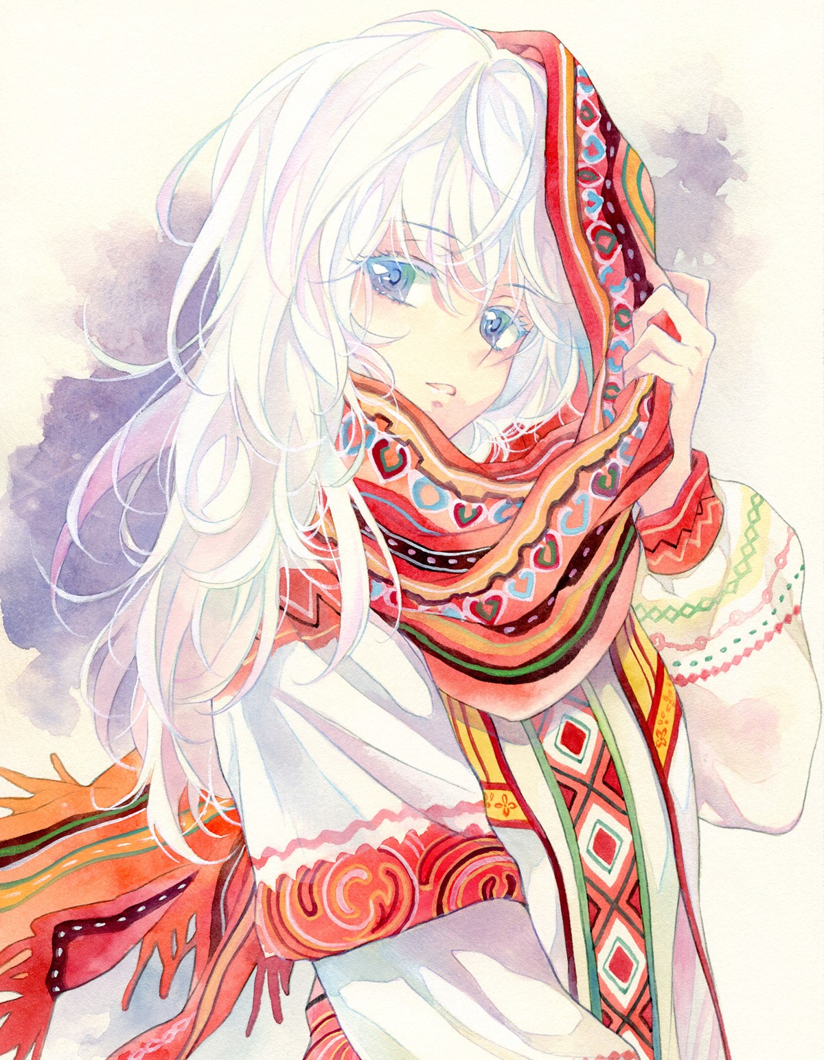 Anime girl with white hair and blue eyes HD Phone Wallpaper