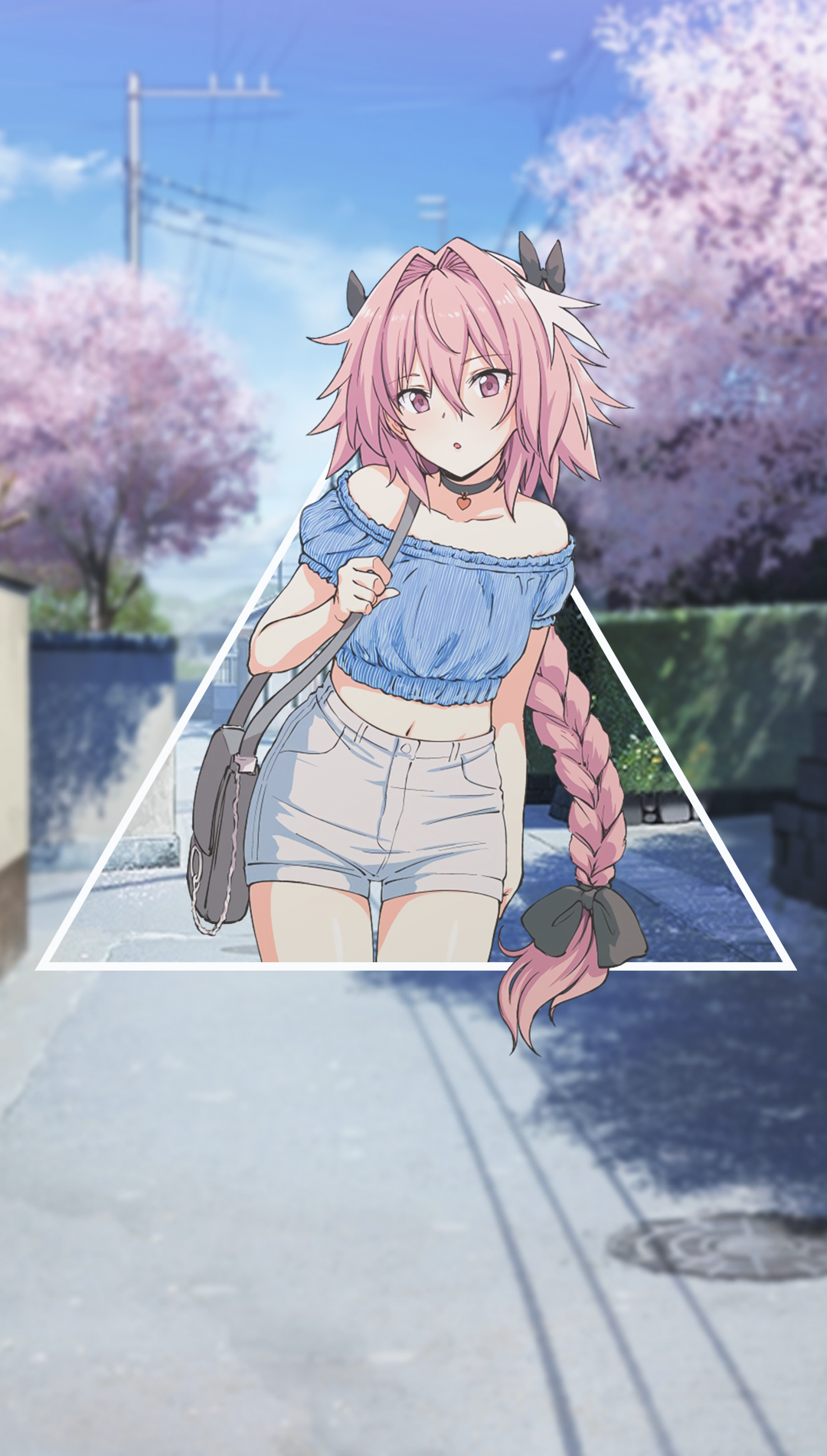 Astolfo from Fate/Apocrypha walking under cherry blossoms HD Phone Wallpaper