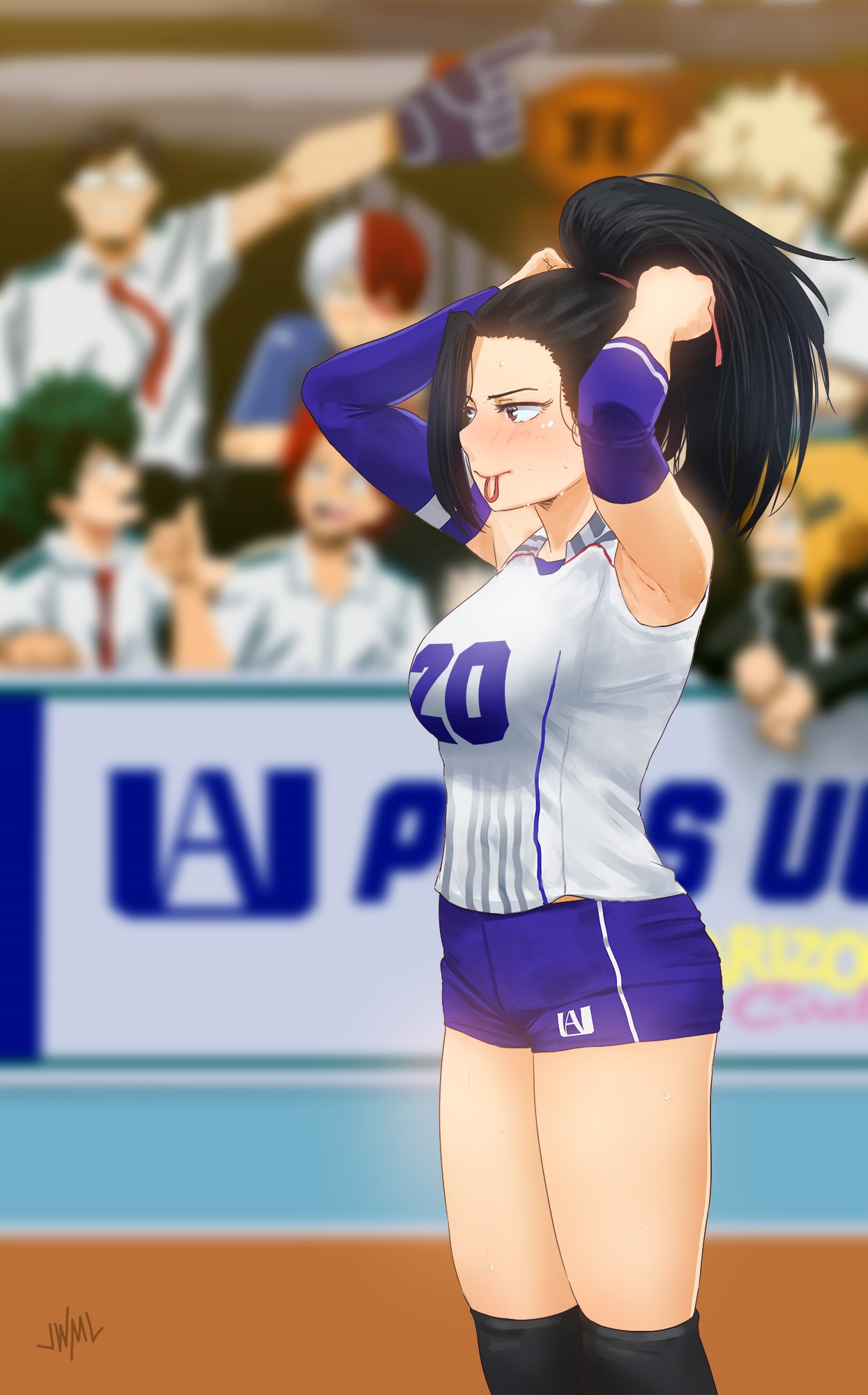 Momo Yaoyorozu from Boku no Hero Academia playing volleyball HD Phone Wallpaper