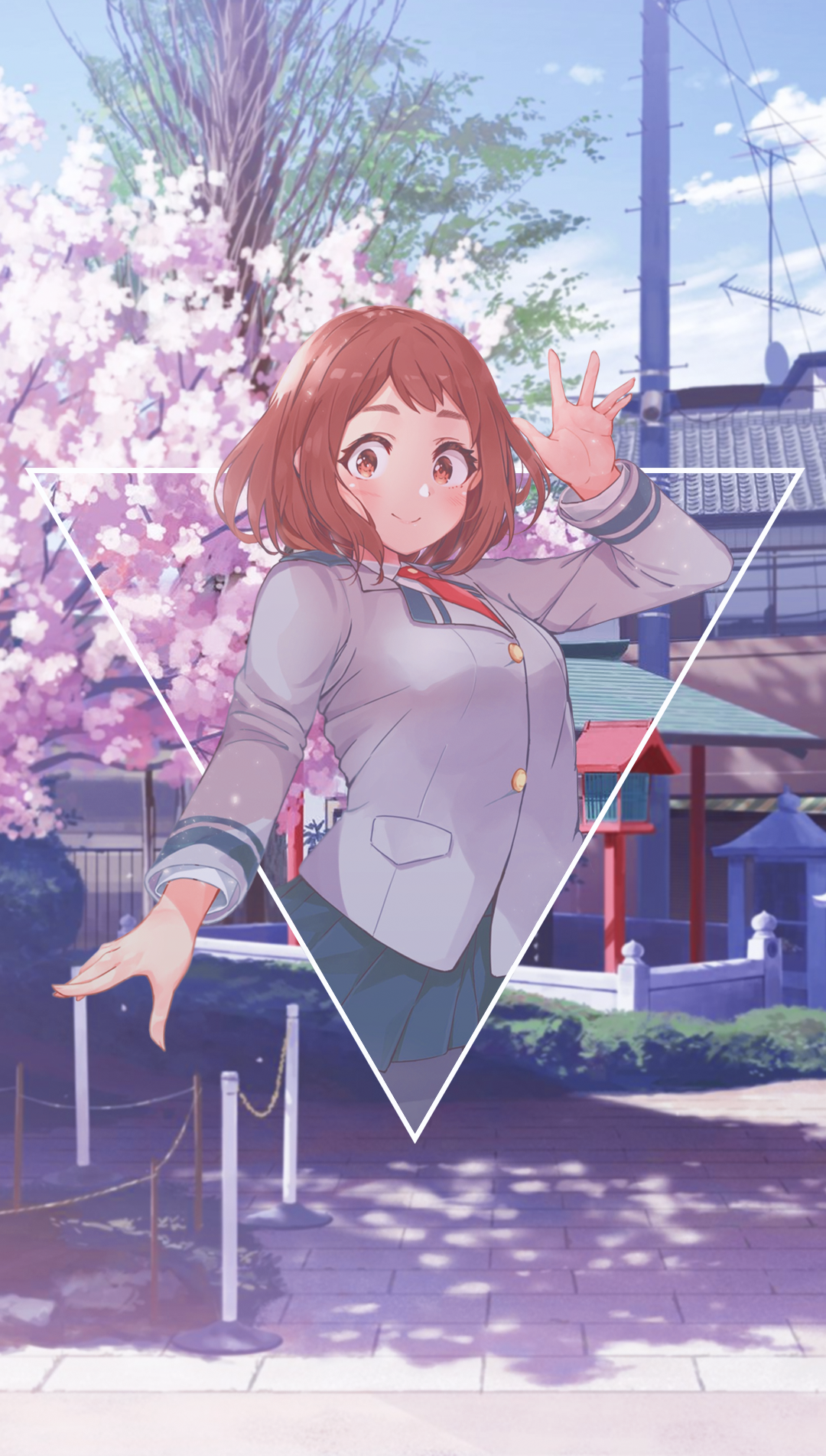Ochako Uraraka from Boku no Hero Academia in a school uniform HD Phone Wallpaper
