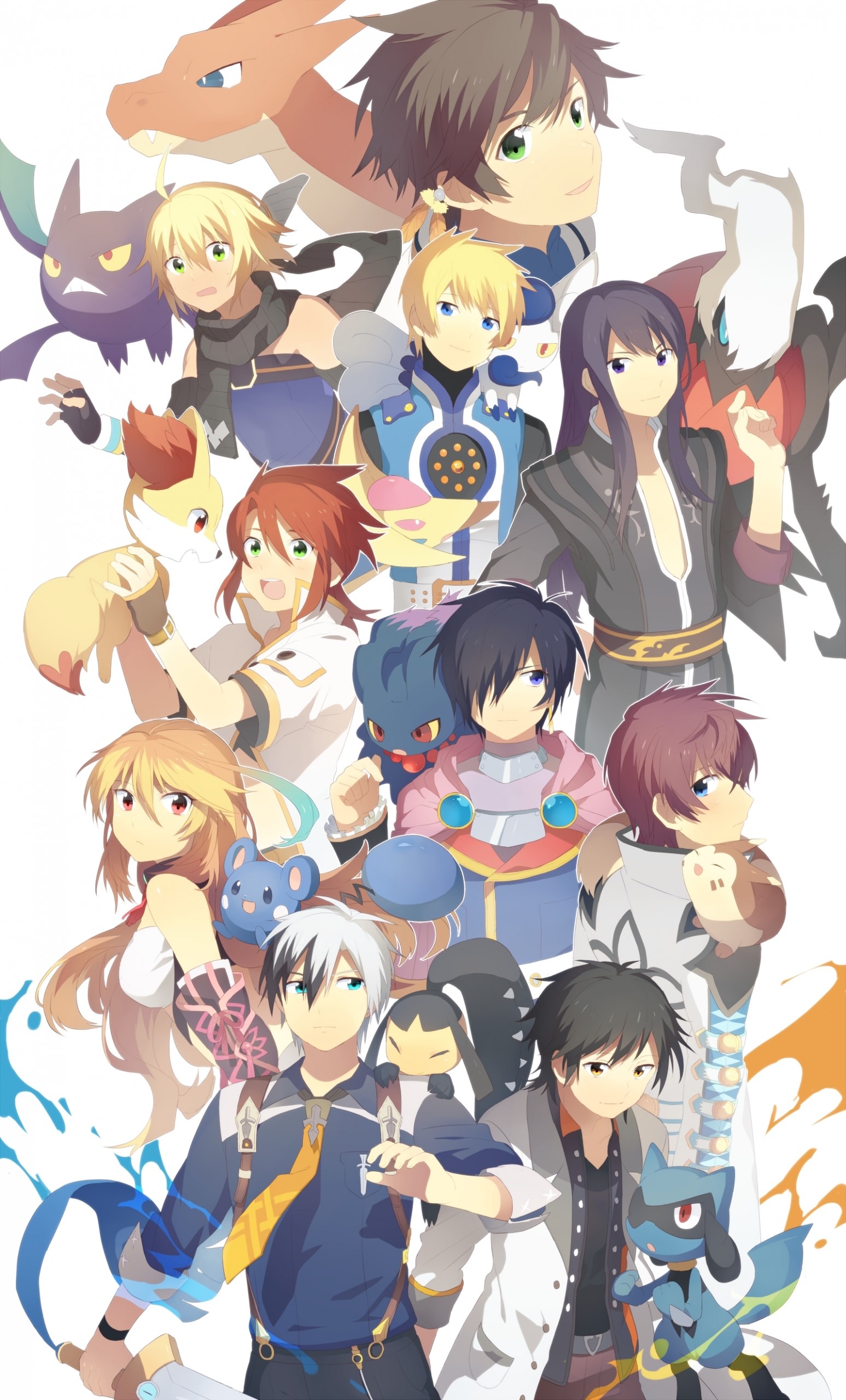 Anime characters and Pokémon HD Phone Wallpaper