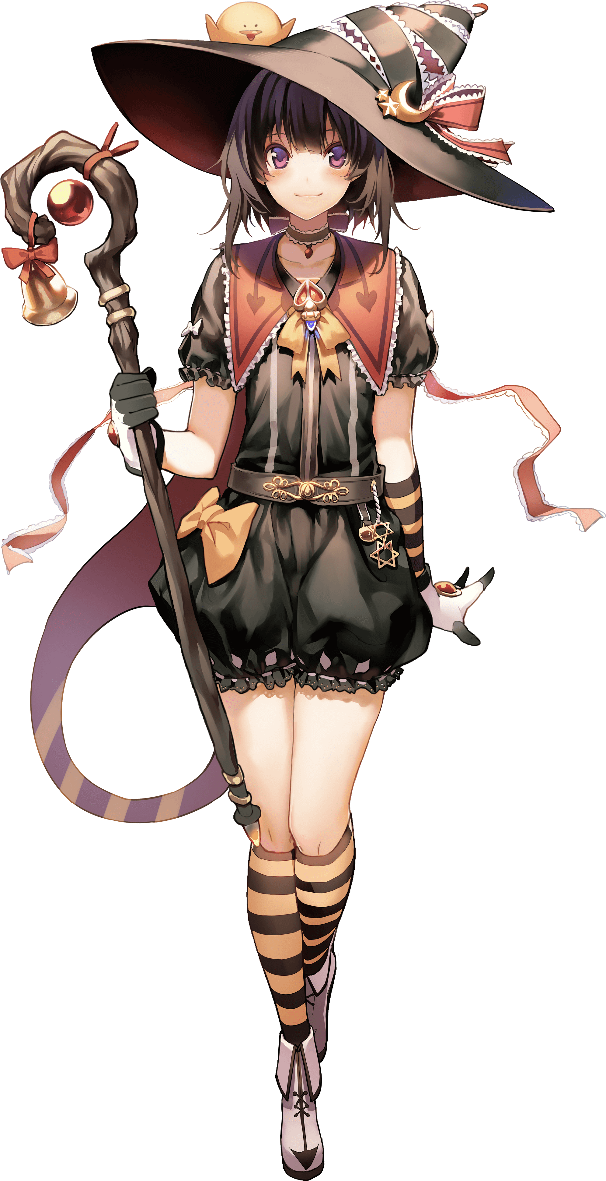 Witch with a staff and Halloween costume HD Phone Wallpaper