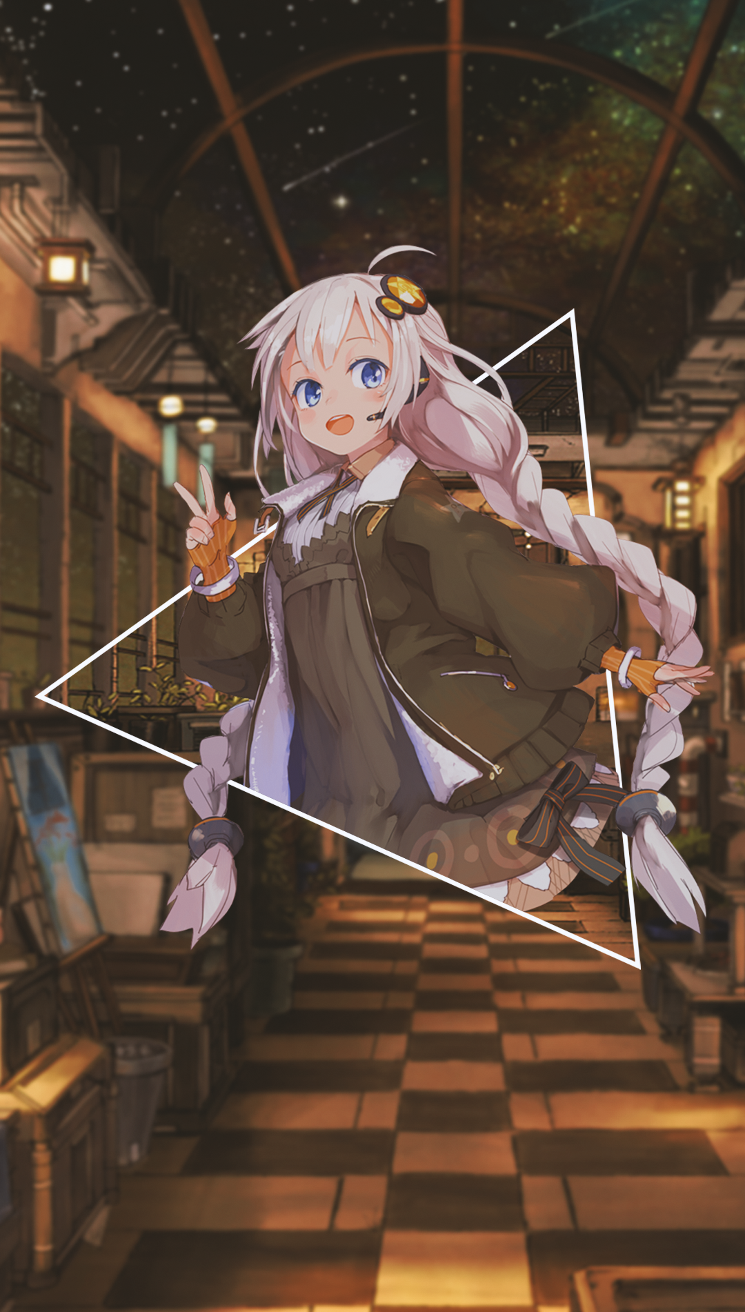 Anime girl with long white hair and blue eyes HD Phone Wallpaper