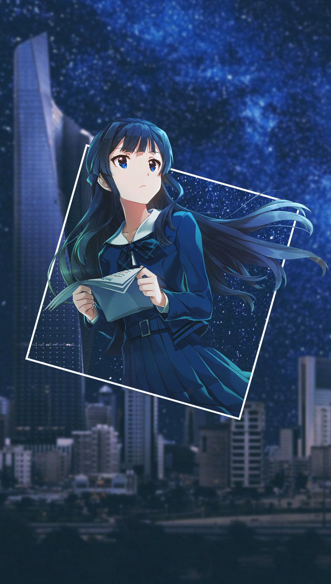 Anime girl in uniform holding a book HD Phone Wallpaper