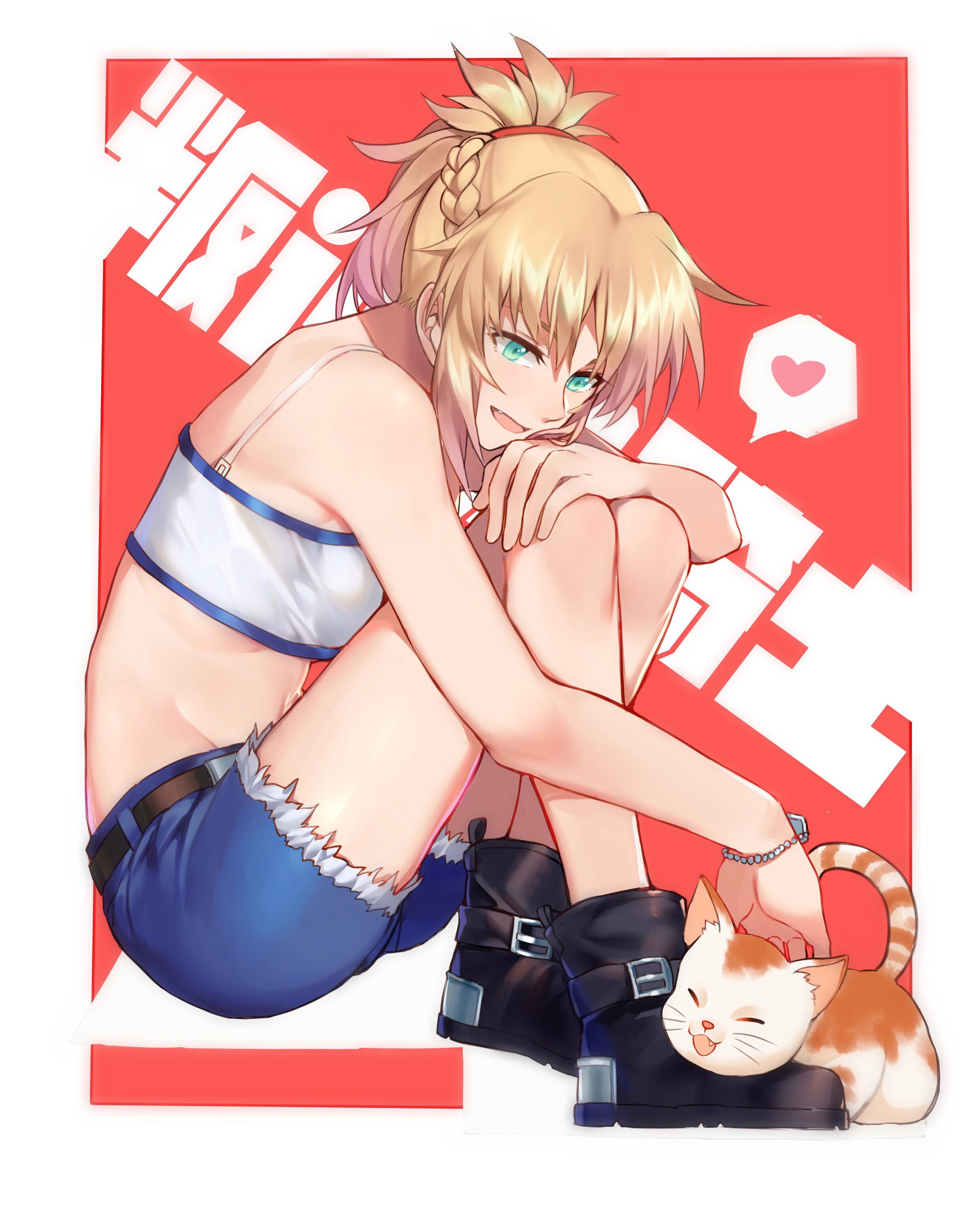 Mordred from Fate/Apocrypha with a cat HD Phone Wallpaper