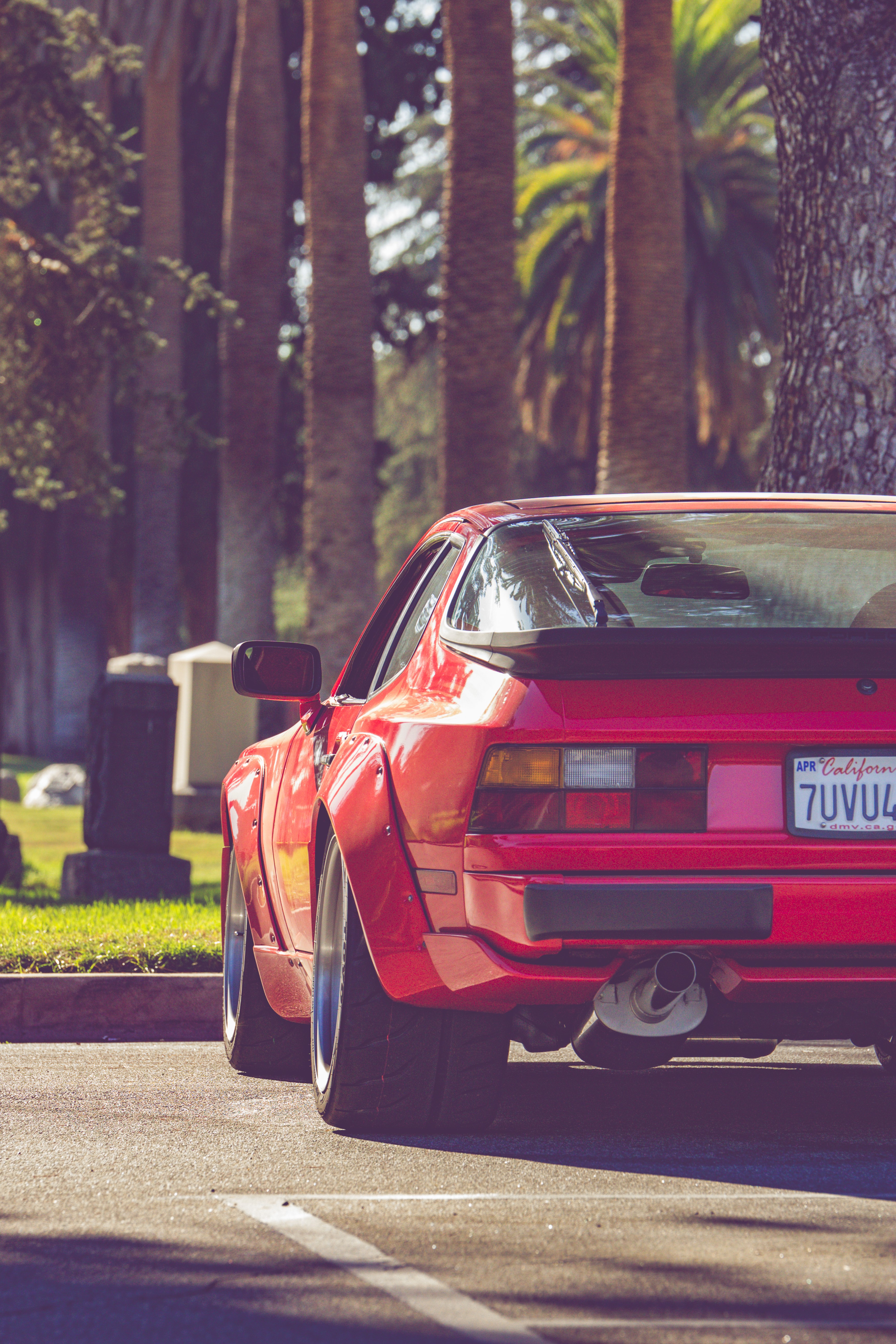 Red widebody Porsche 944 with bolt-on fender flares HD Phone Wallpaper