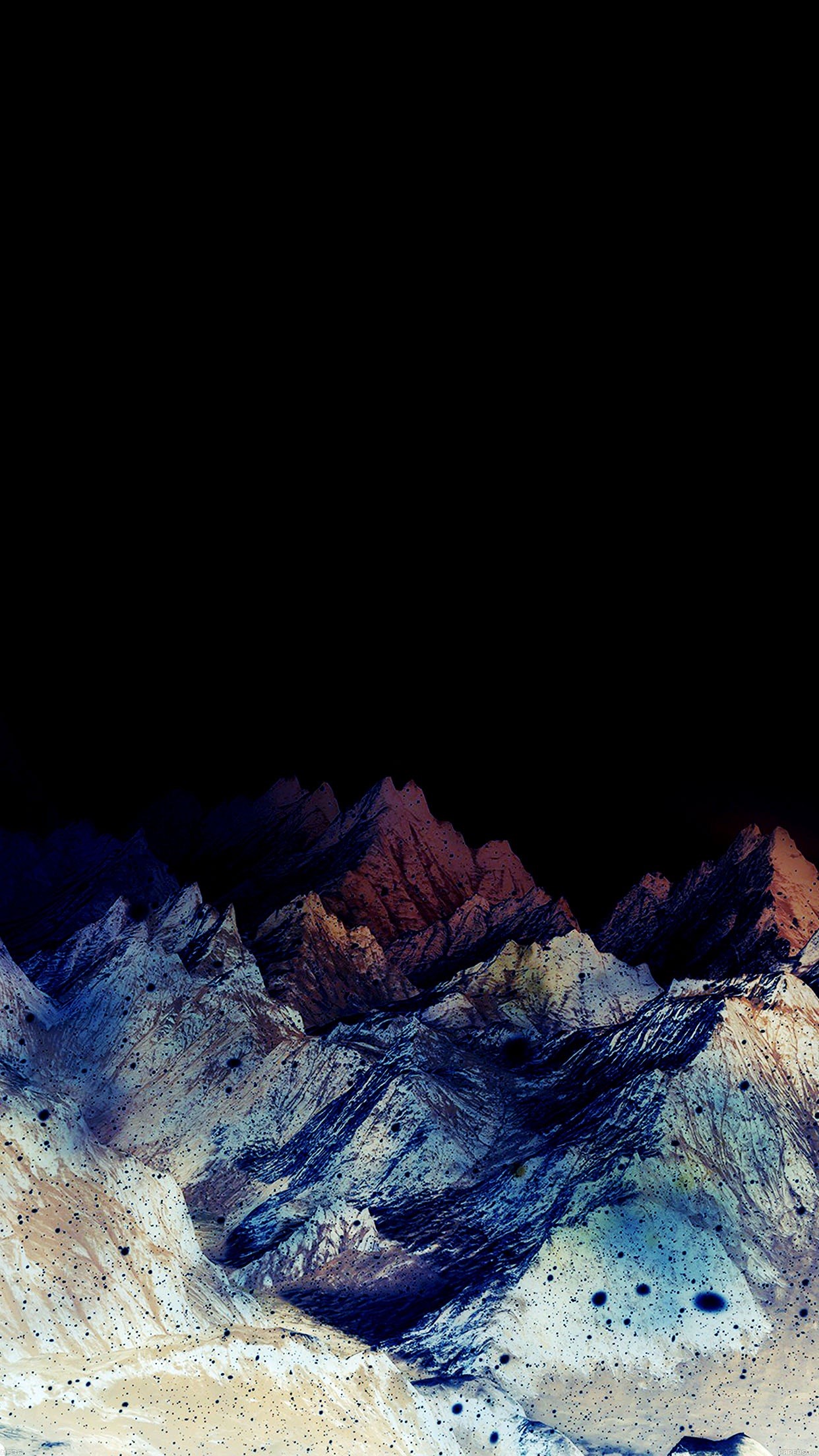 Digital art of a mountain range under a dark sky HD Phone Wallpaper