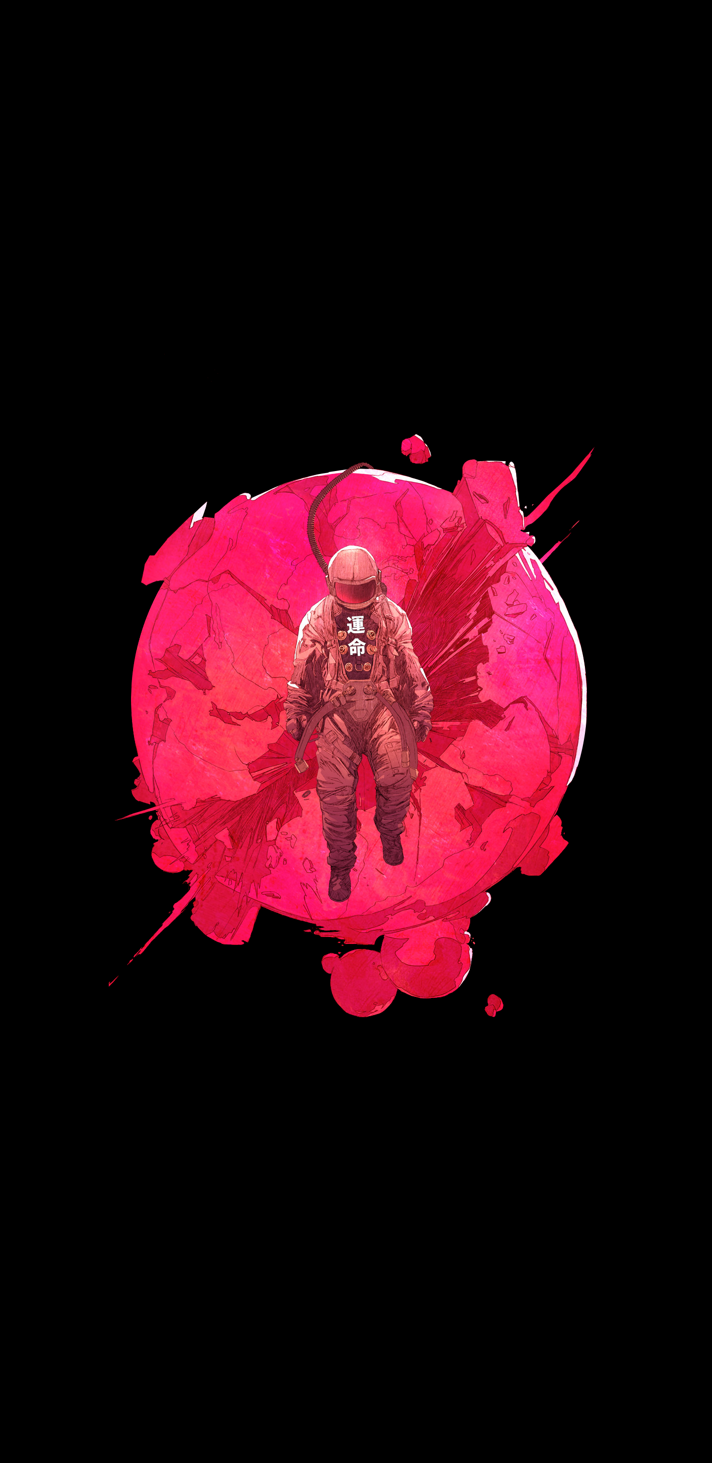 Astronaut floating in front of a pink and red abstract planet HD Phone Wallpaper