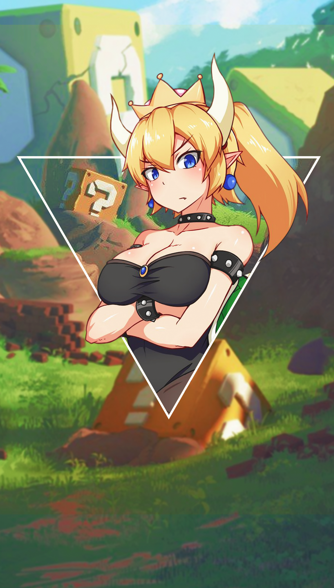 Bowsette from Super Mario in a stylized portrait HD Phone Wallpaper