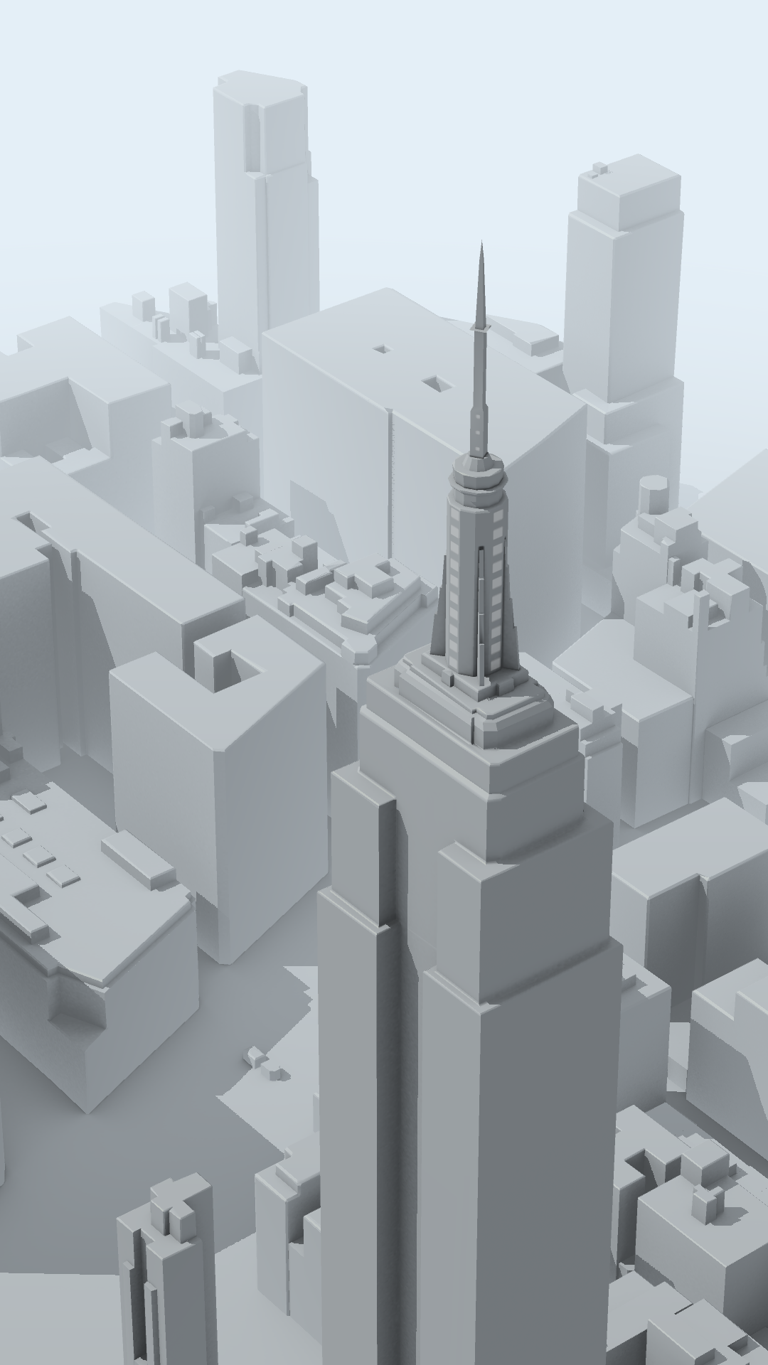 3D model of Empire State Building and New York City HD Phone Wallpaper