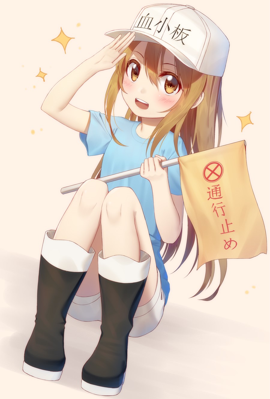 Platelet from Cells at Work! wearing a hat and boots HD Phone Wallpaper