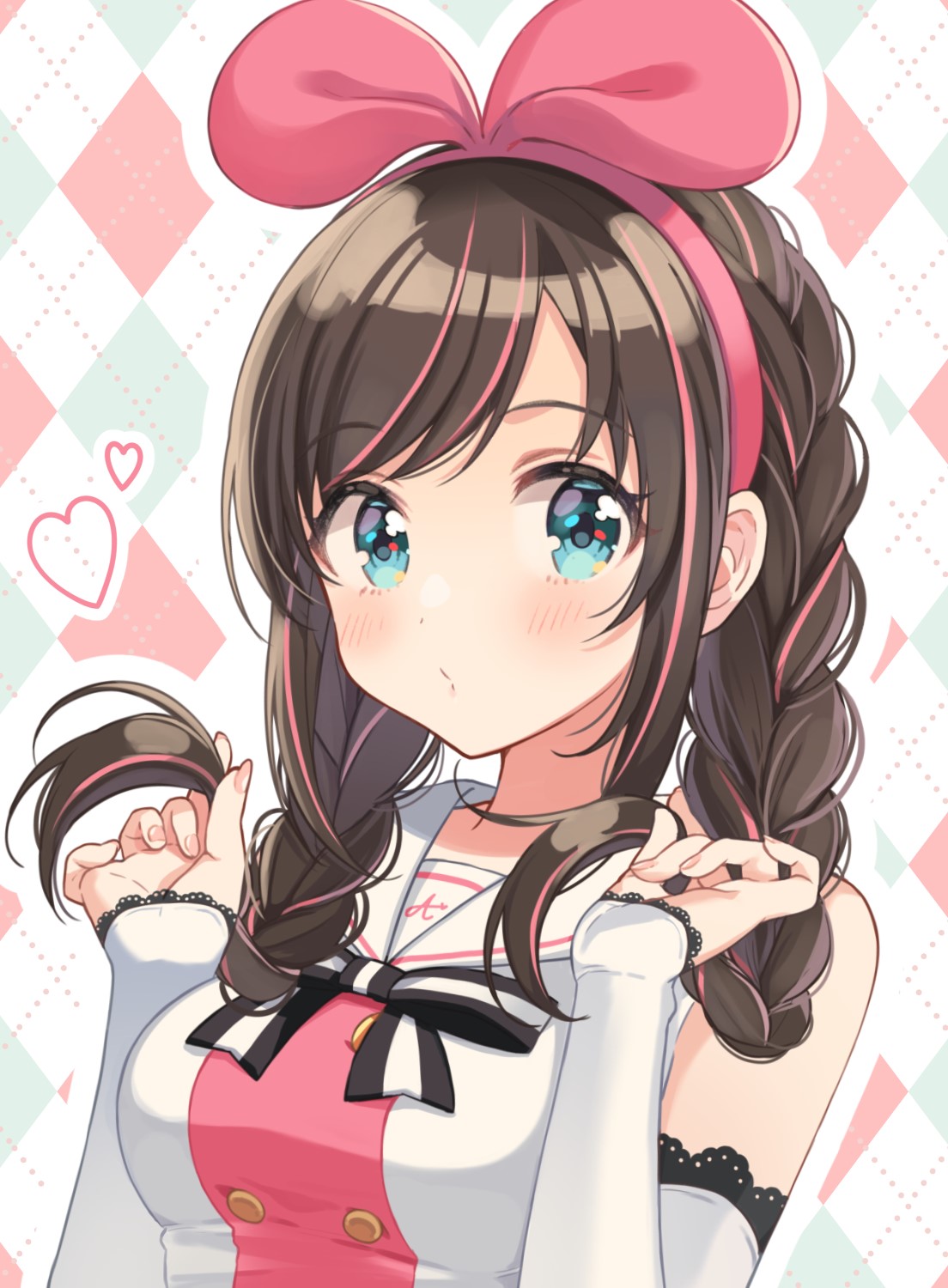 Kizuna Ai with Long Braided Hair and Blue Eyes HD Phone Wallpaper