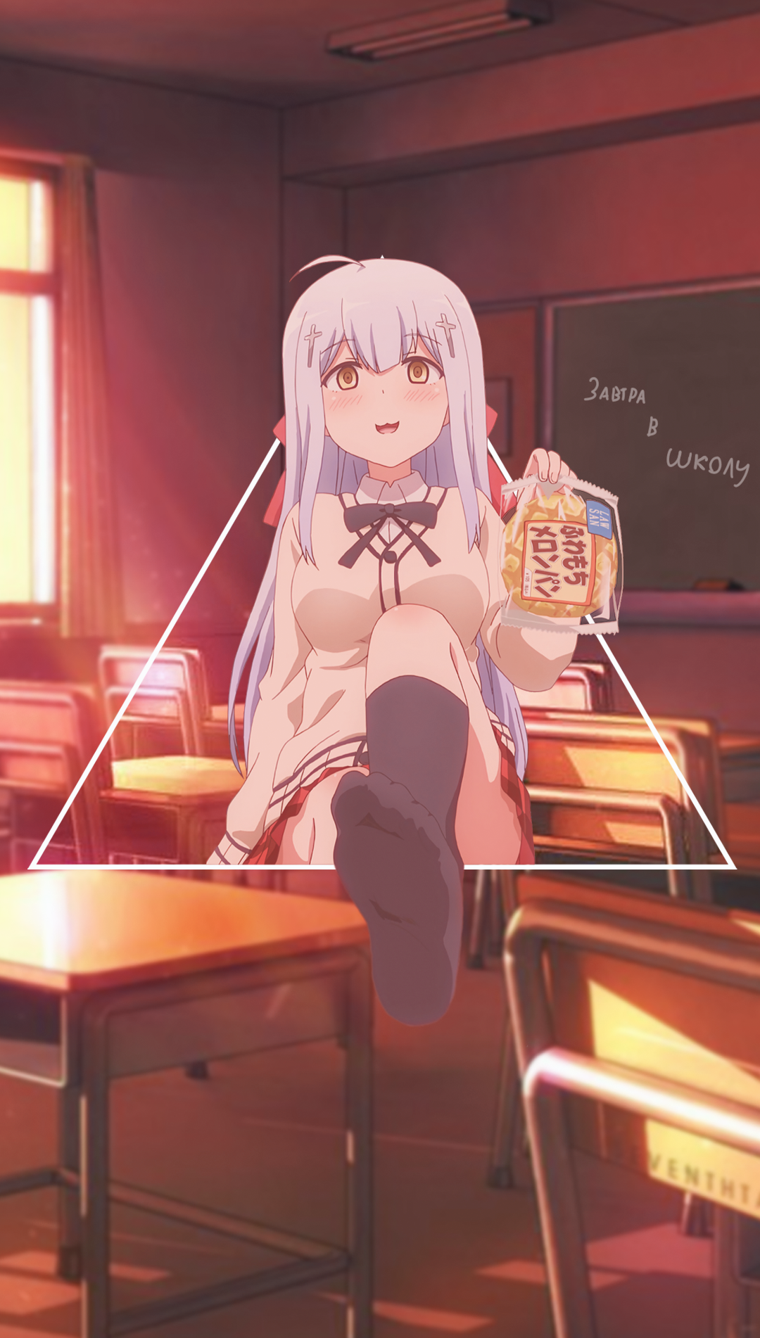 Raphiel Ainsworth Shiraha from Gabriel Dropout holding melon bread HD Phone Wallpaper