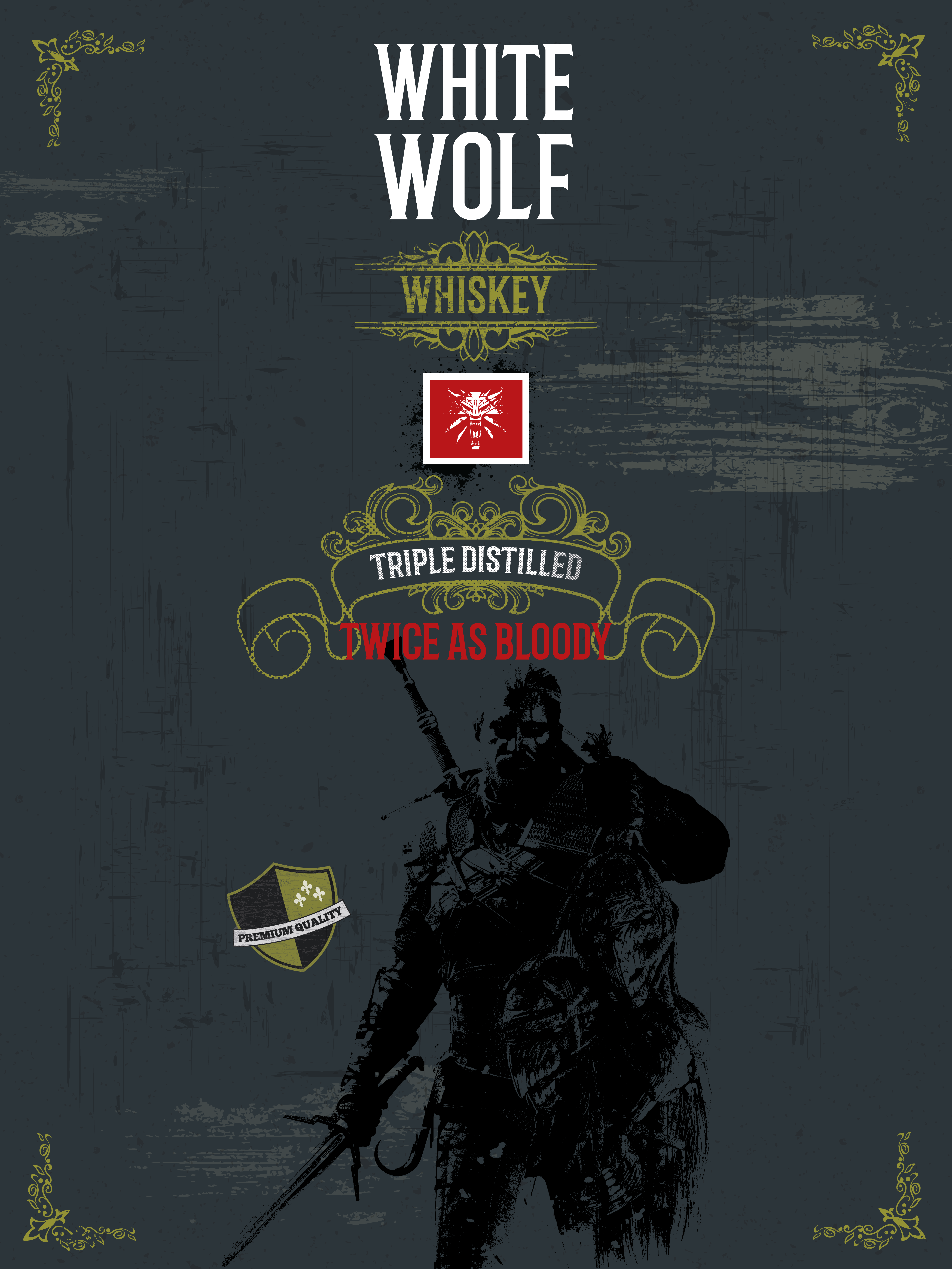 White Wolf Whiskey Poster with Geralt of Rivia HD Phone Wallpaper