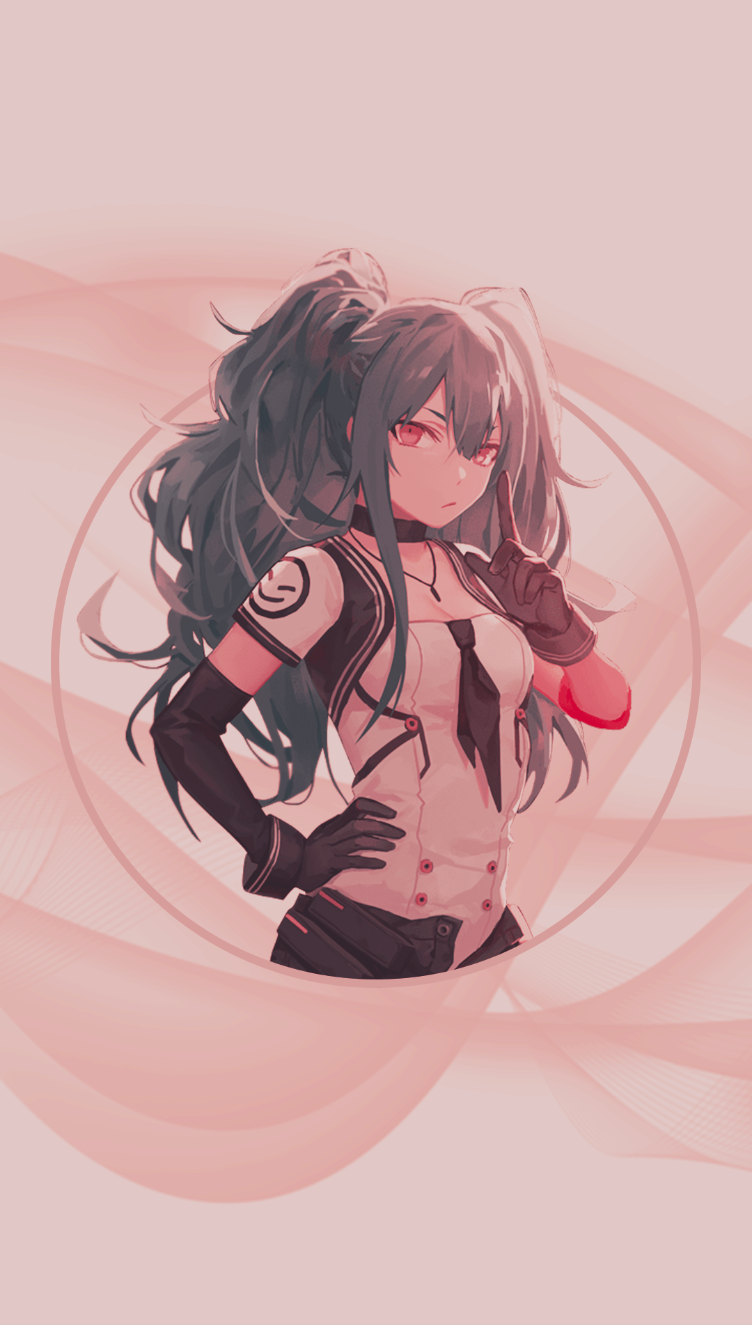 Anime girl with pigtails in a circular frame HD Phone Wallpaper