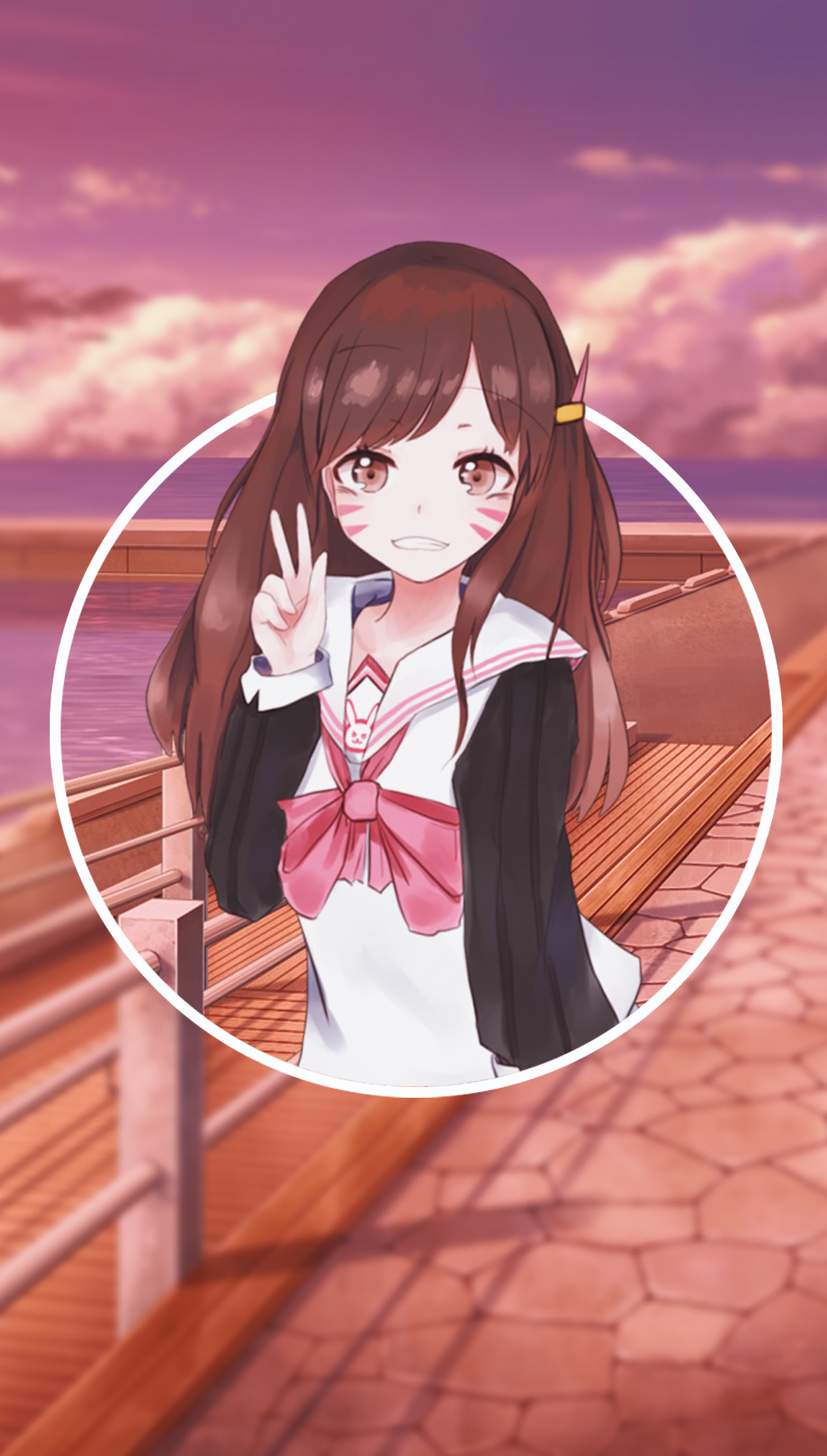 D.Va from Overwatch in a sailor uniform HD Phone Wallpaper