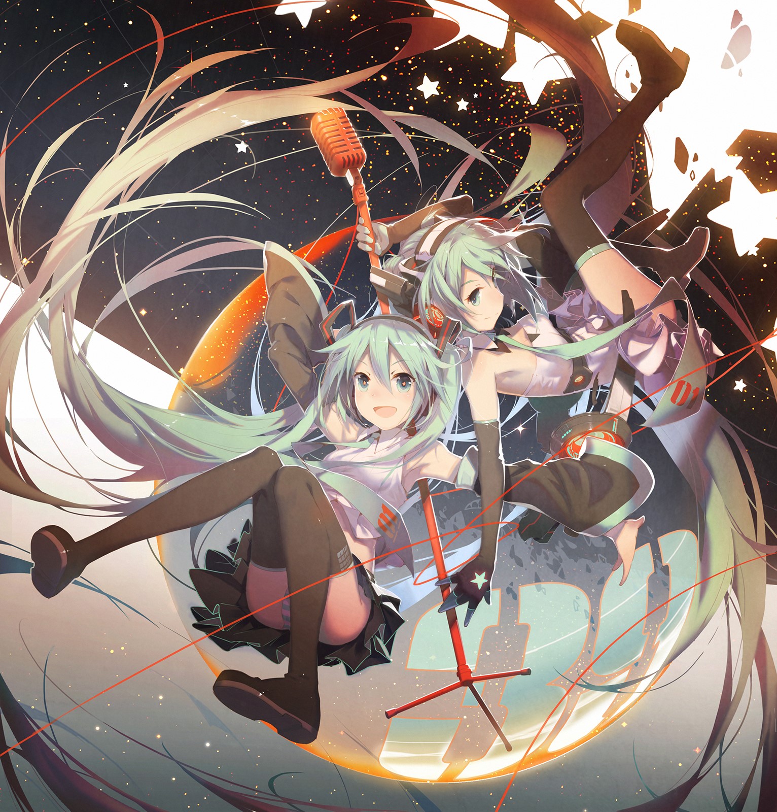 Hatsune Miku and Kagamine Rin from Vocaloid HD Phone Wallpaper