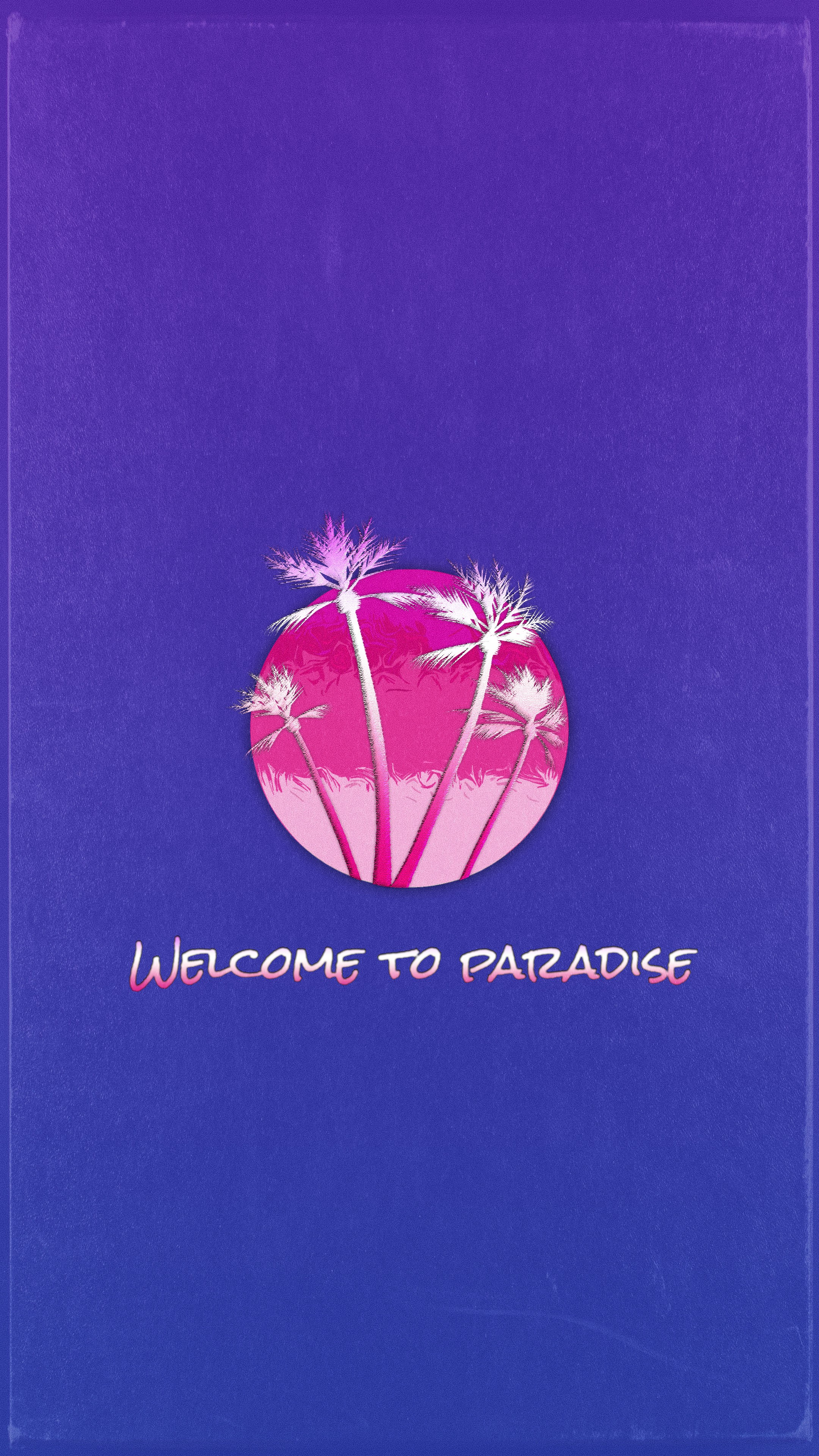 Welcome to Paradise Retrowave Palm Trees HD Phone Wallpaper