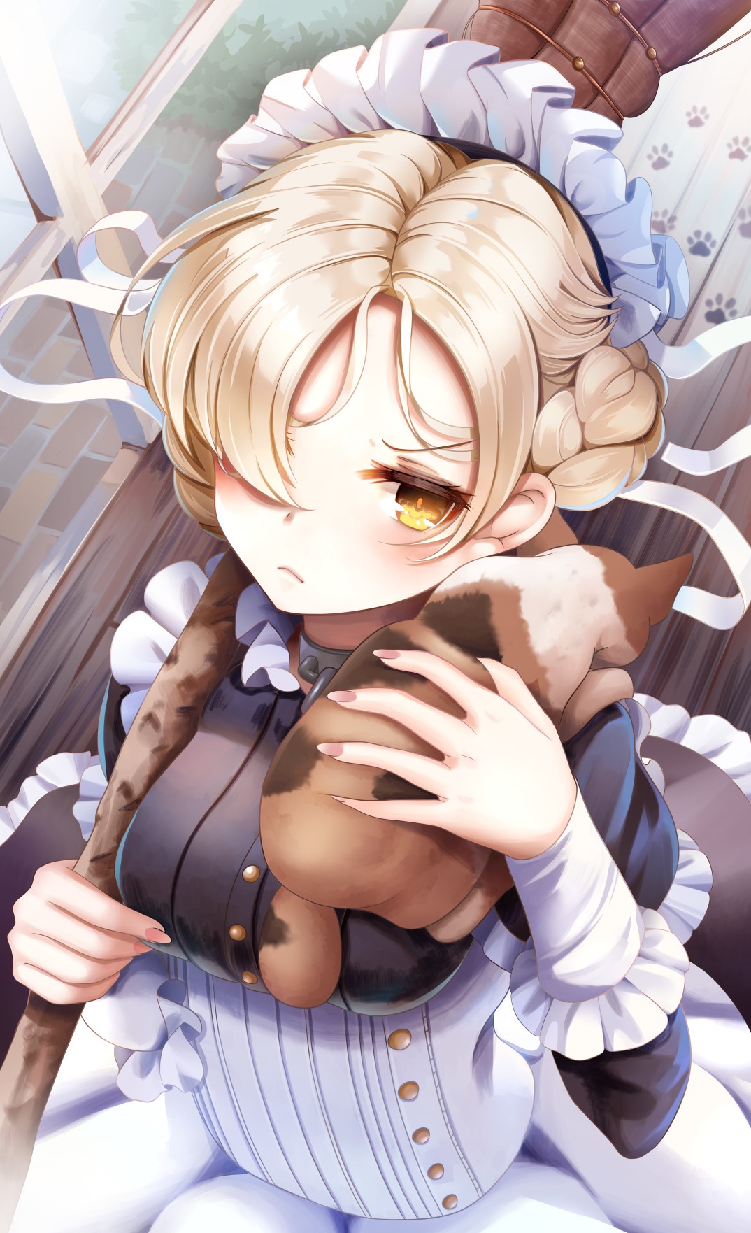 Sheffield from Azur Lane holding a cat HD Phone Wallpaper