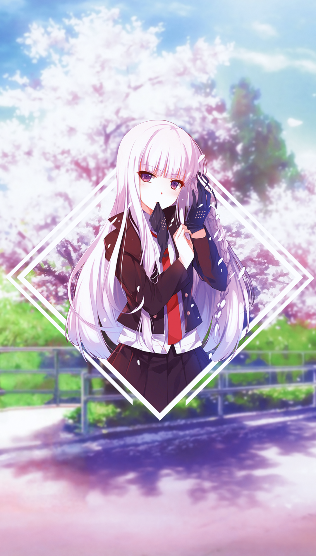Kyoko Kirigiri from Danganronpa with Cherry Blossoms HD Phone Wallpaper
