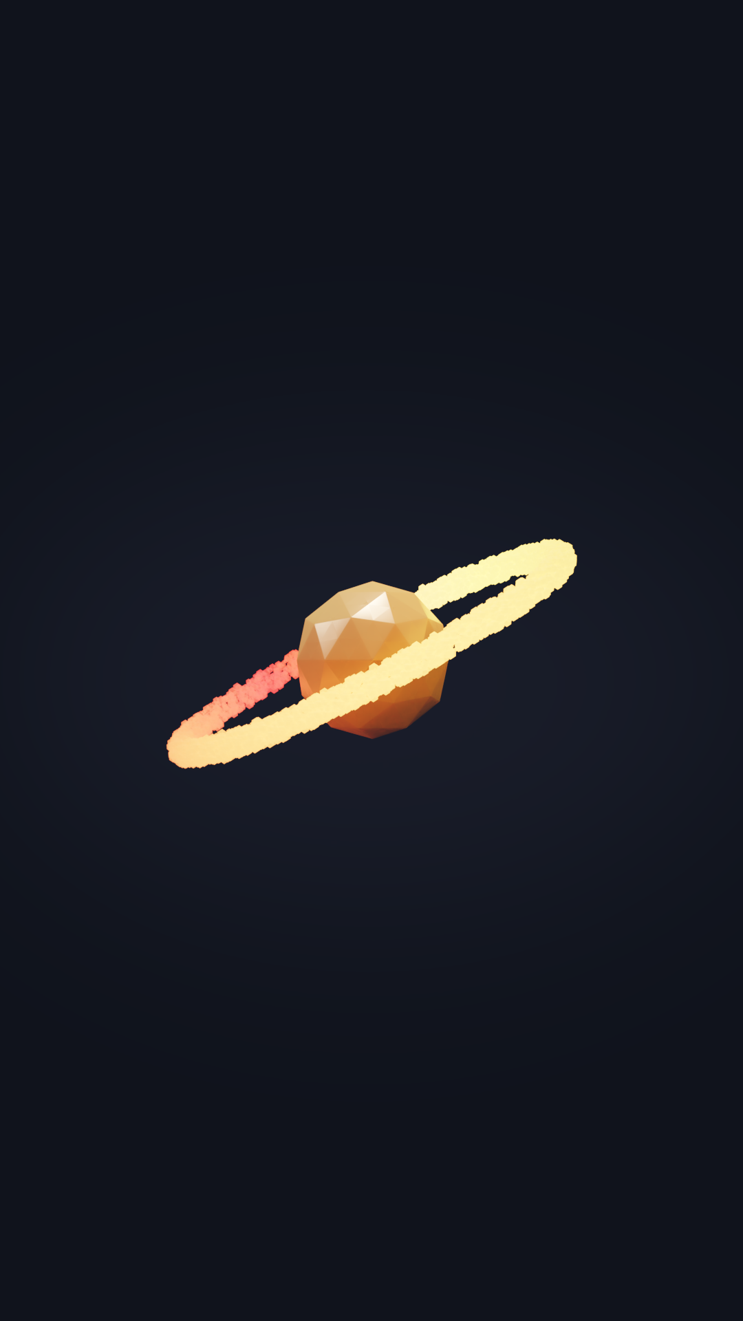Low poly Saturn with rings in space HD Phone Wallpaper