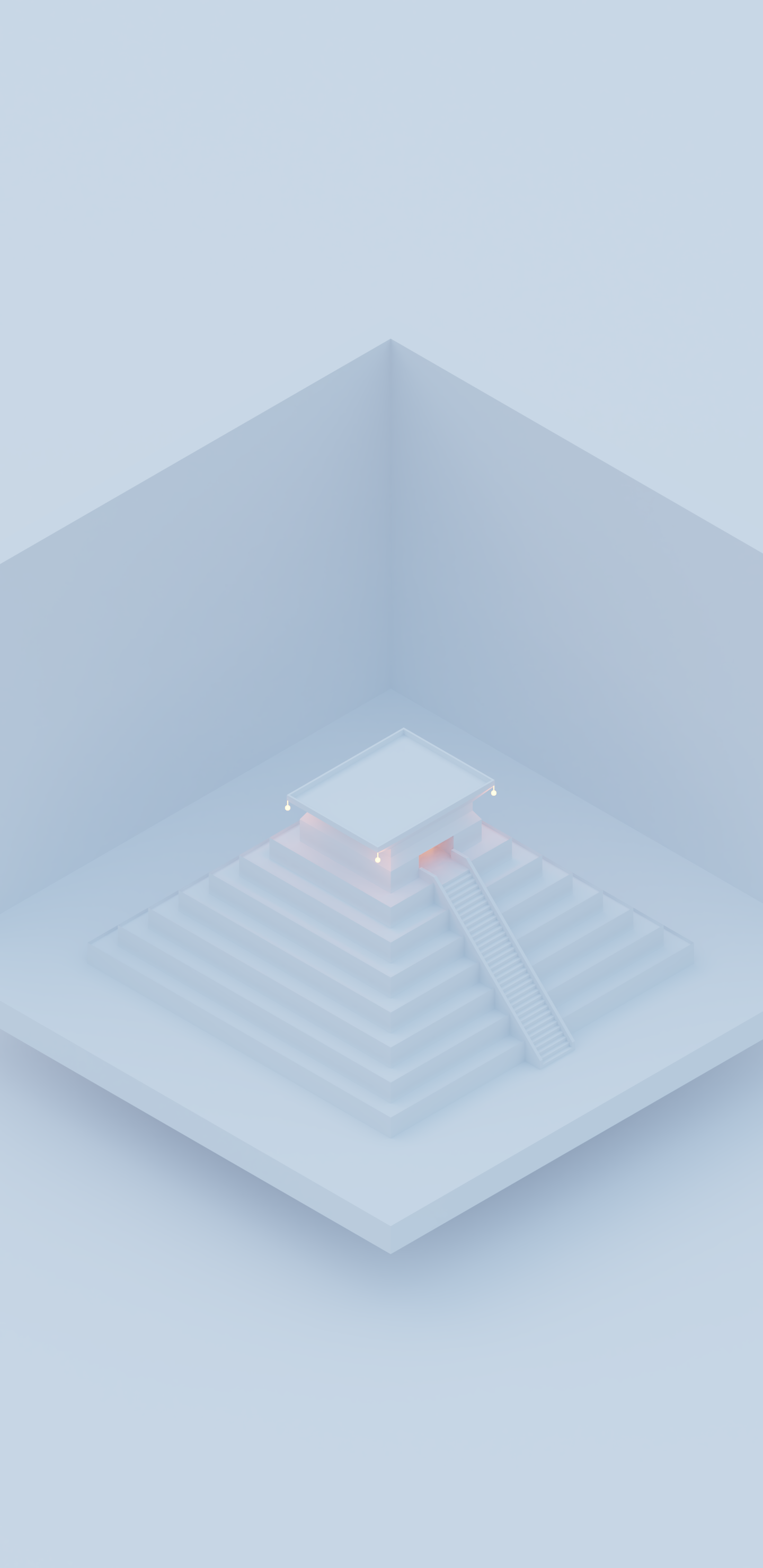 Minimalist isometric pyramid with stairs and lights HD Phone Wallpaper