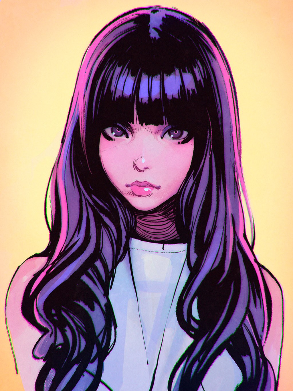 Digital art of a woman by Ilya Kuvshinov HD Phone Wallpaper