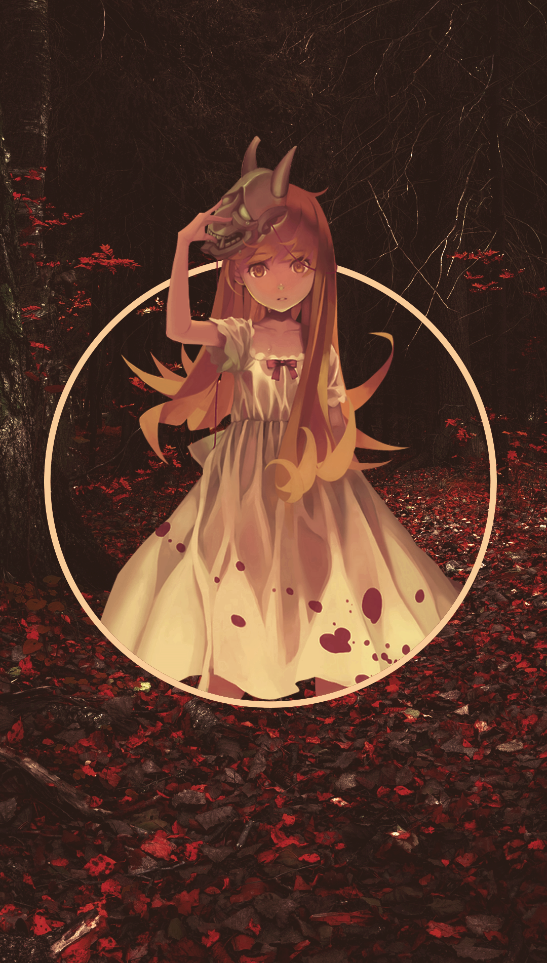 Oshino Shinobu from Monogatari Series holding a mask HD Phone Wallpaper