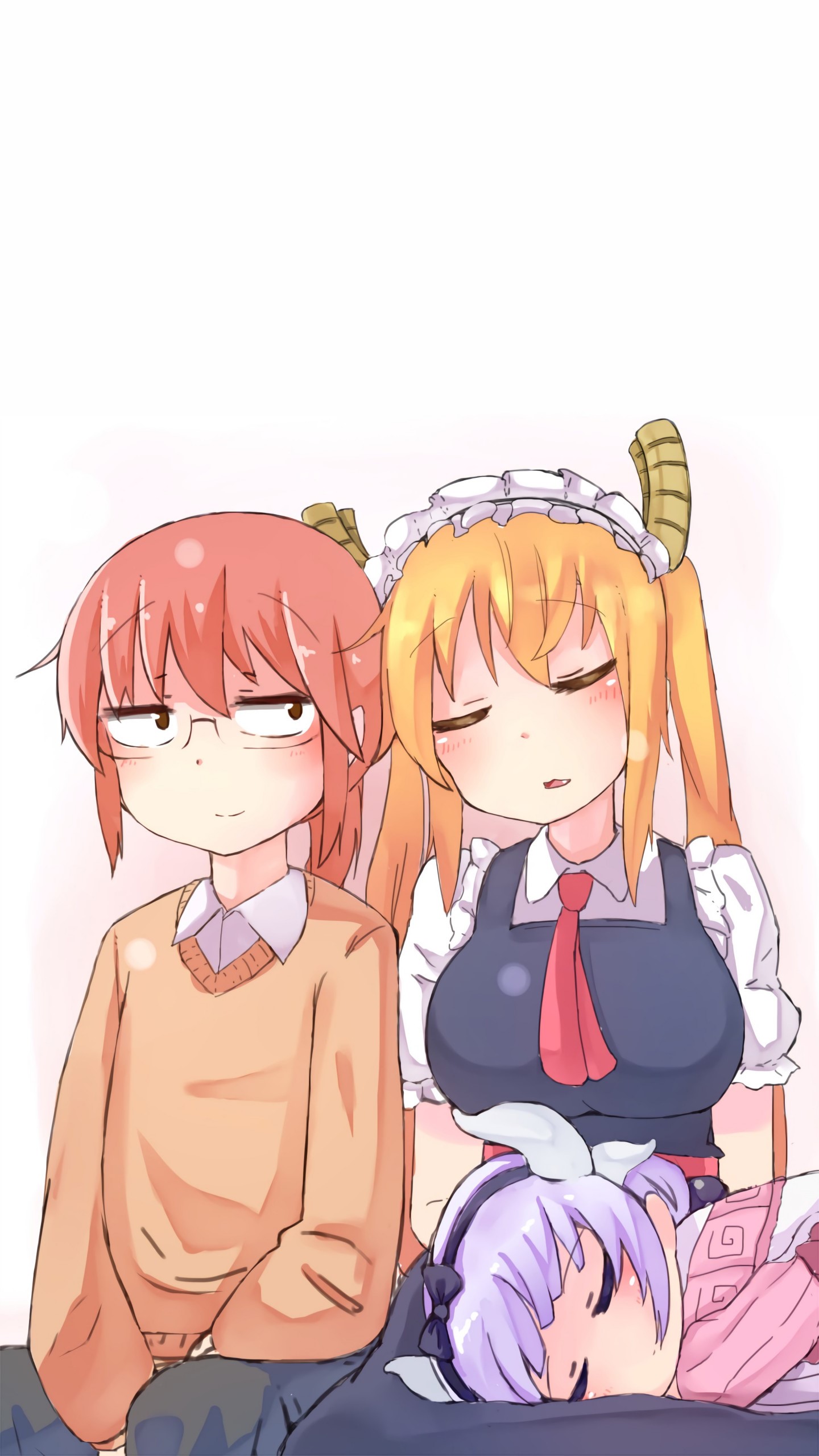 Tohru and Kobayashi from Miss Kobayashi's Dragon Maid with Kanna HD Phone Wallpaper